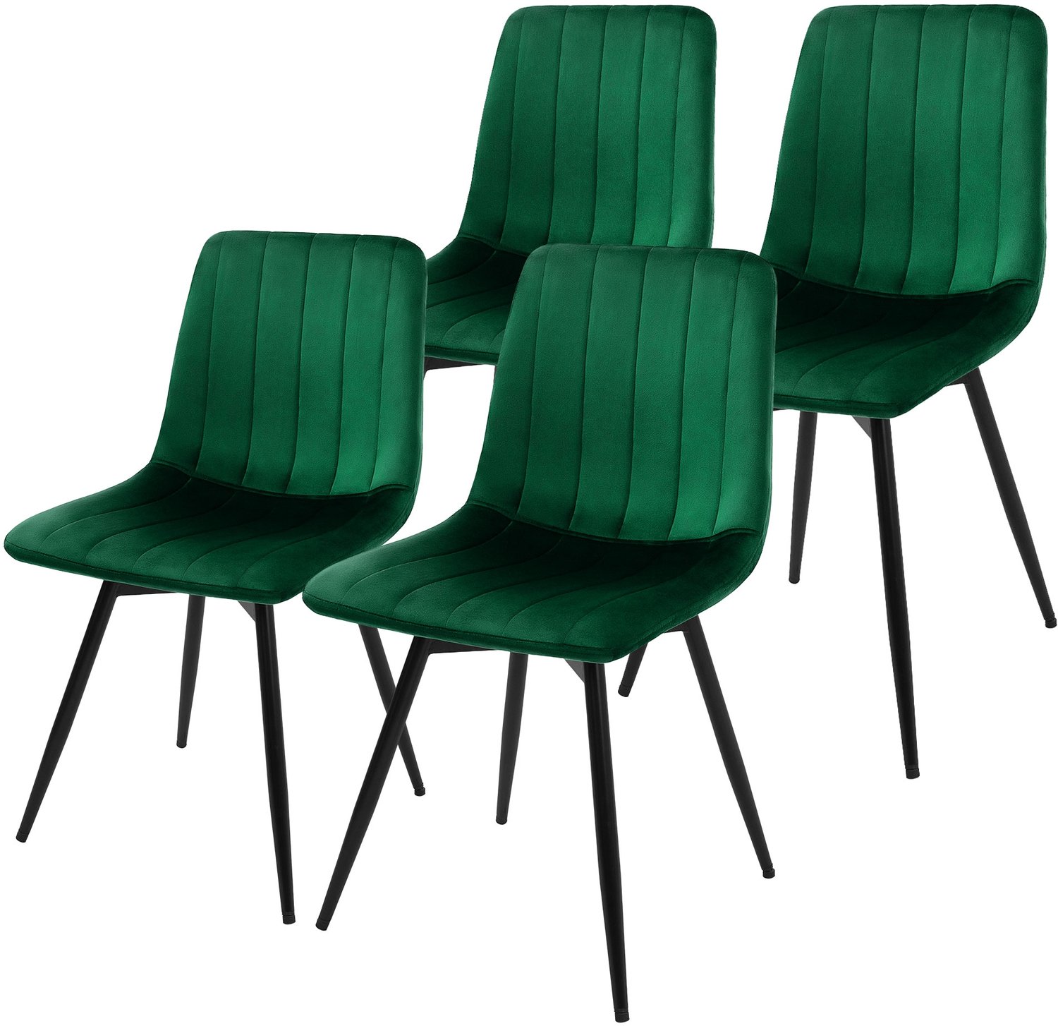 ml-design Eetkamerstoelen 360° draaibaar, set van 4 stoelen in gestoffeerd fluweel, draaistoel met rugleuning, stevige verstelbare metalen poten voor de keuken en woonkamer tot 120 kg, moderne keukenstoelen met een comfortabele vulling, donkergroen