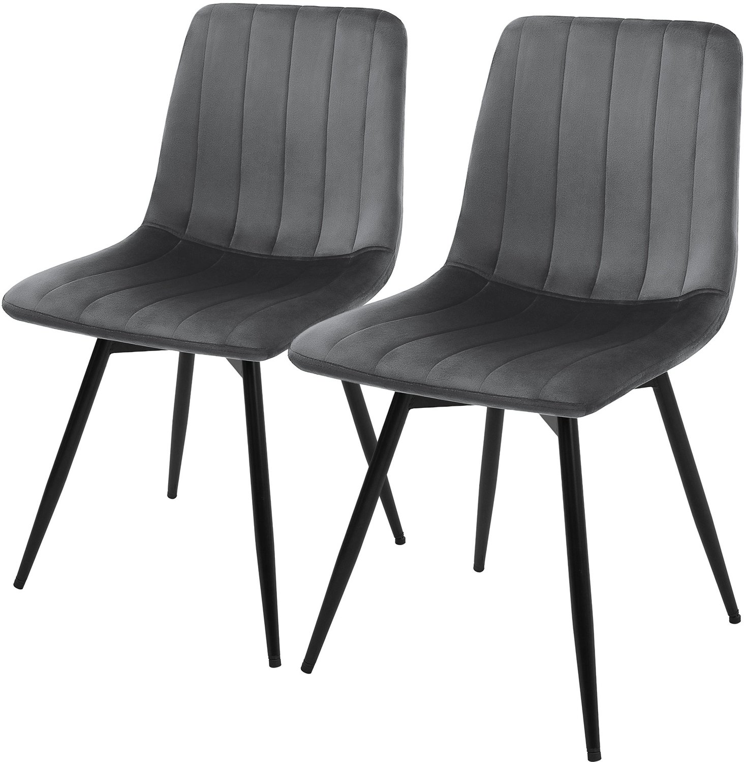 ml-design Eetkamerstoelen 360° draaibaar, set van 2 stoelen in gestoffeerd fluweel, draaistoel met rugleuning, stevige verstelbare metalen poten voor de keuken en woonkamer tot 120 kg, moderne keukenstoelen met een comfortabele vulling, antraciet