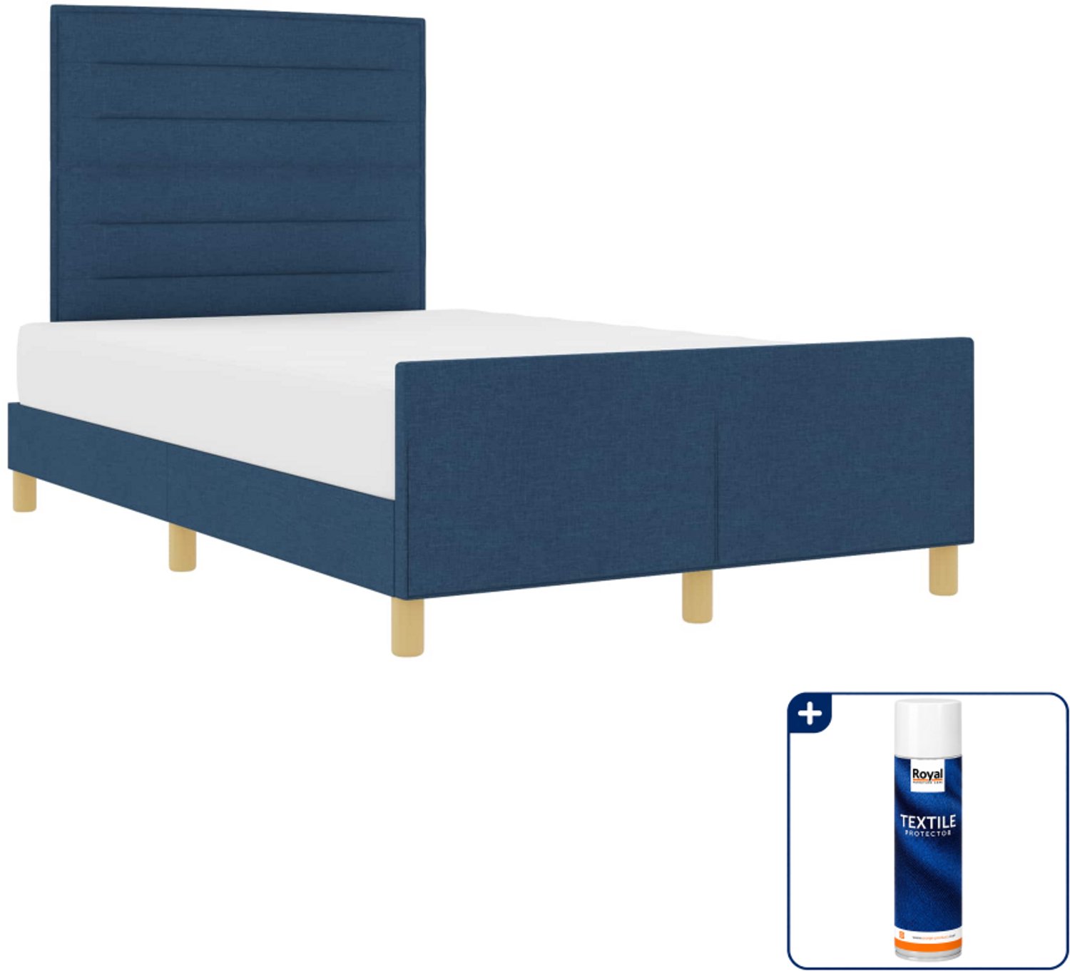 vidaXL Queensize bedframe - 160 x 200 cm - blauw - Inclusief textielbeschermer 500 ml
