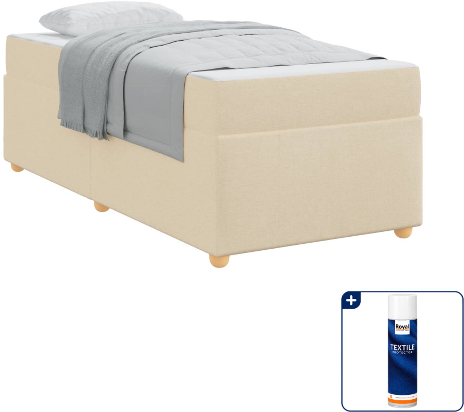 vidaXL bedframe met matras - 100 x 200 cm - stof - crème - Inclusief textielbeschermer 500 ml Bruin