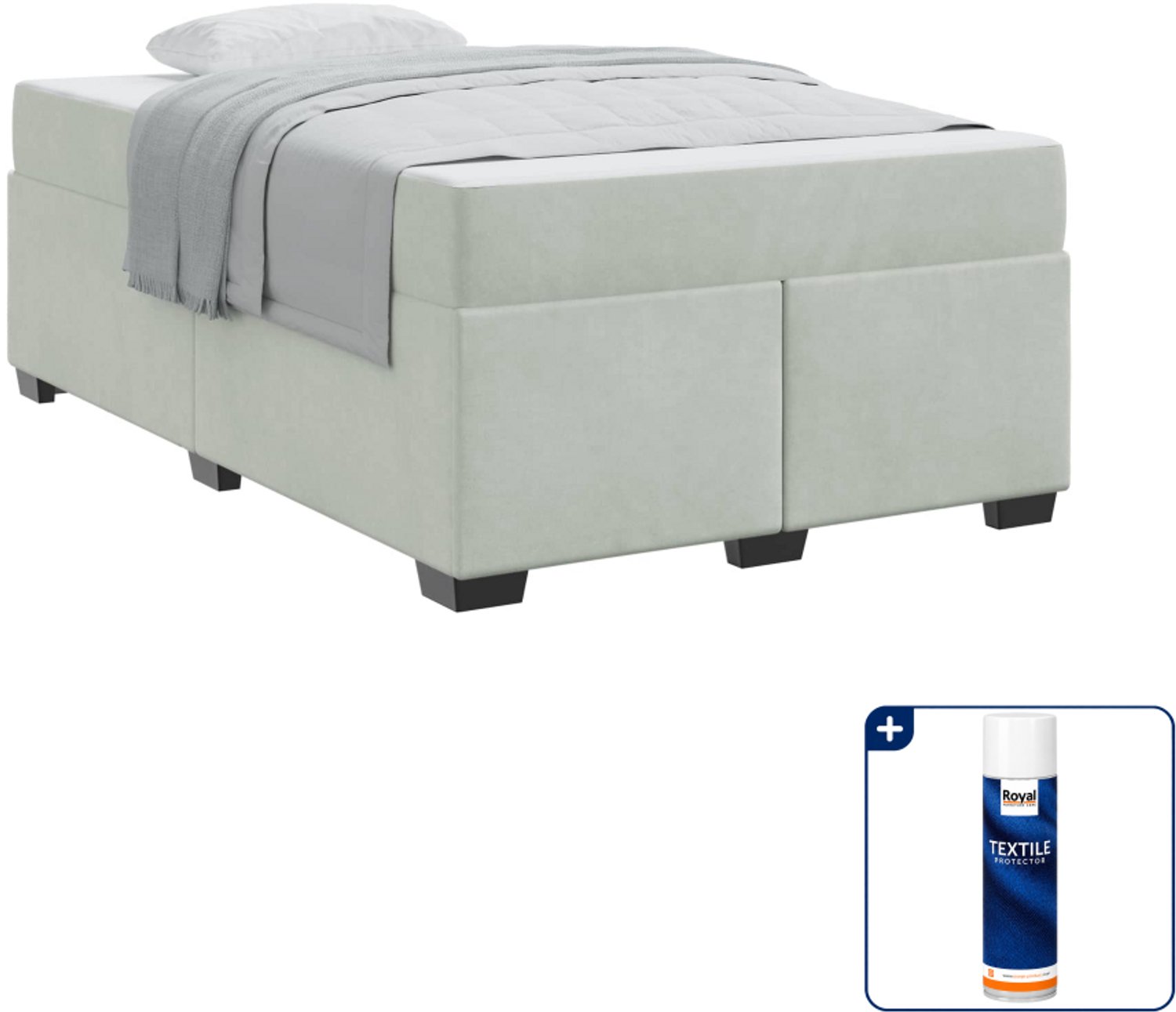 vidaXL bedframe met matras - 120 x 200 cm - stof - lichtgrijs - Inclusief textielbeschermer 500 ml