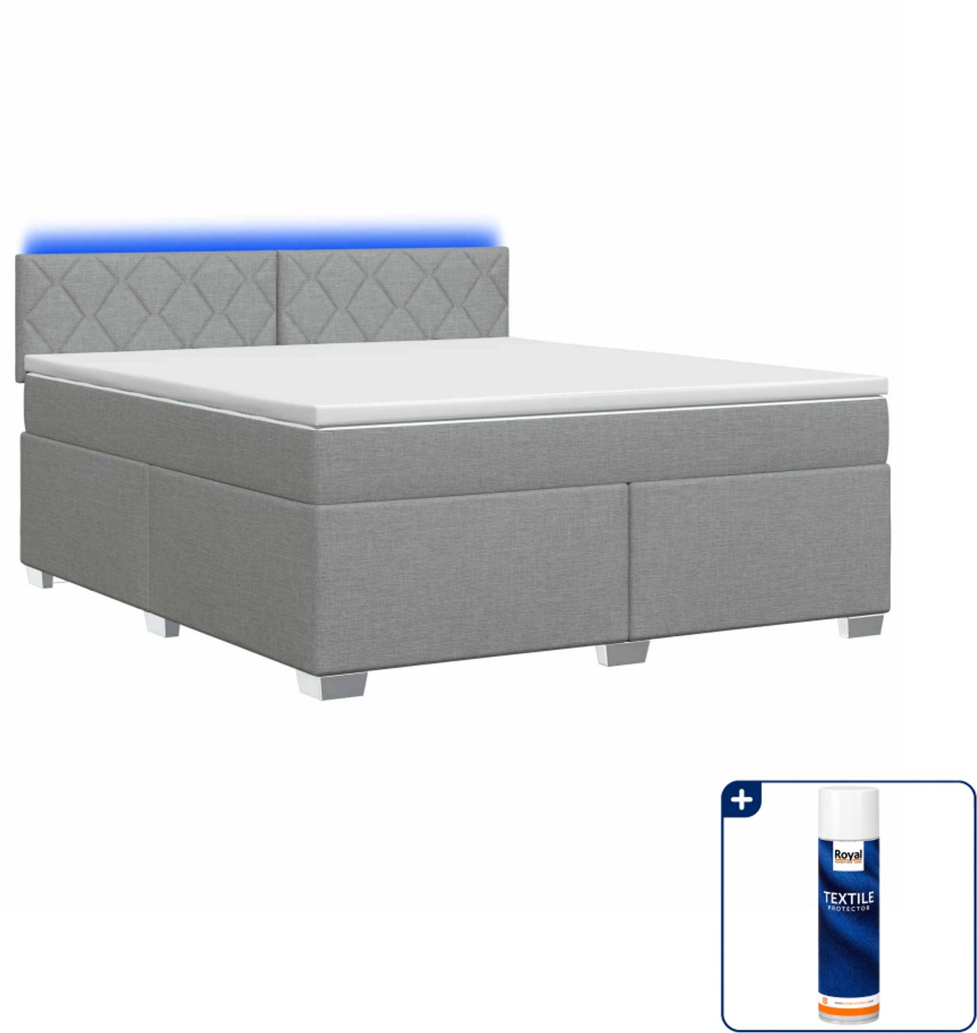 vidaXL boxspring Kingsize - 180 x 200 cm - lichtgrijs - Inclusief textielbeschermer 500 ml