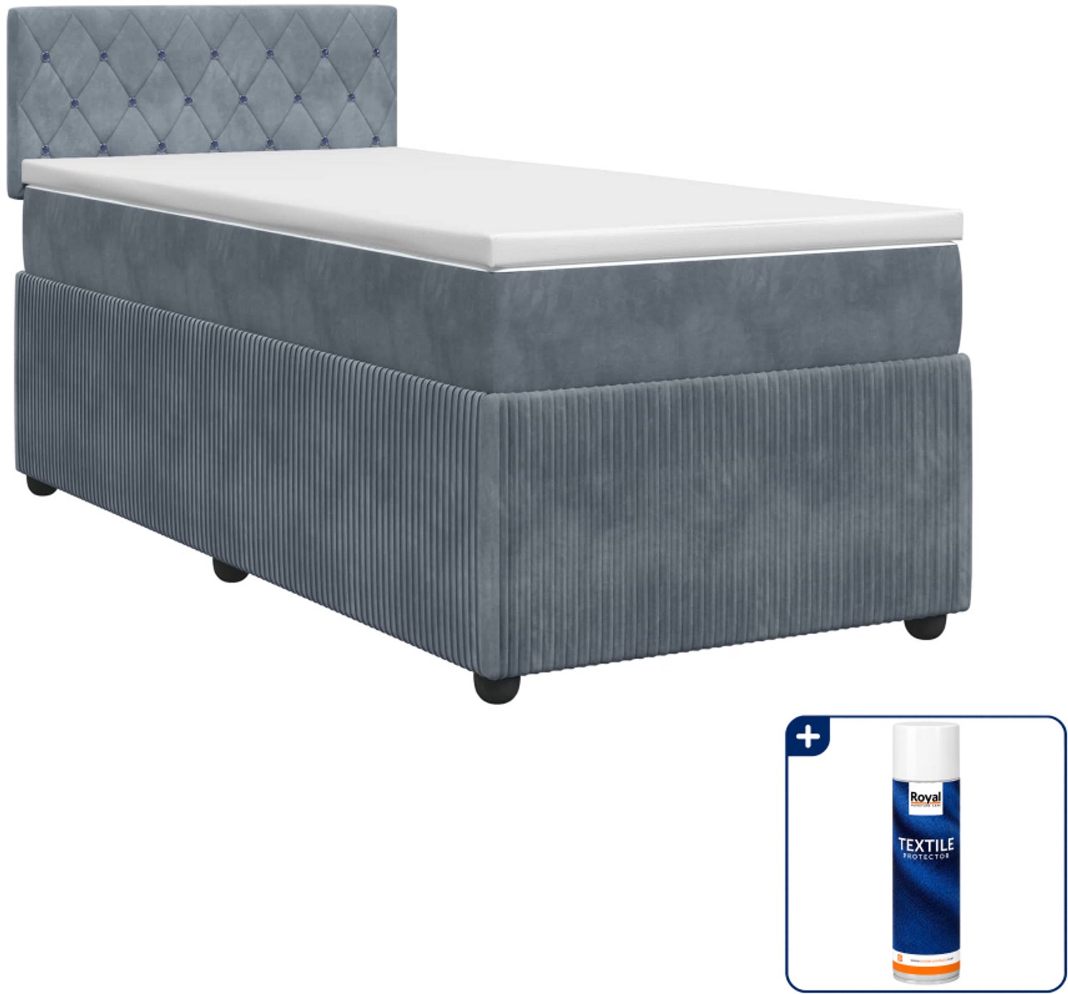 vidaXL boxspringbed met matras - 80 x 200 cm - fluweel - donkergrijs - Inclusief textielbeschermer 500 ml Donker Grijn