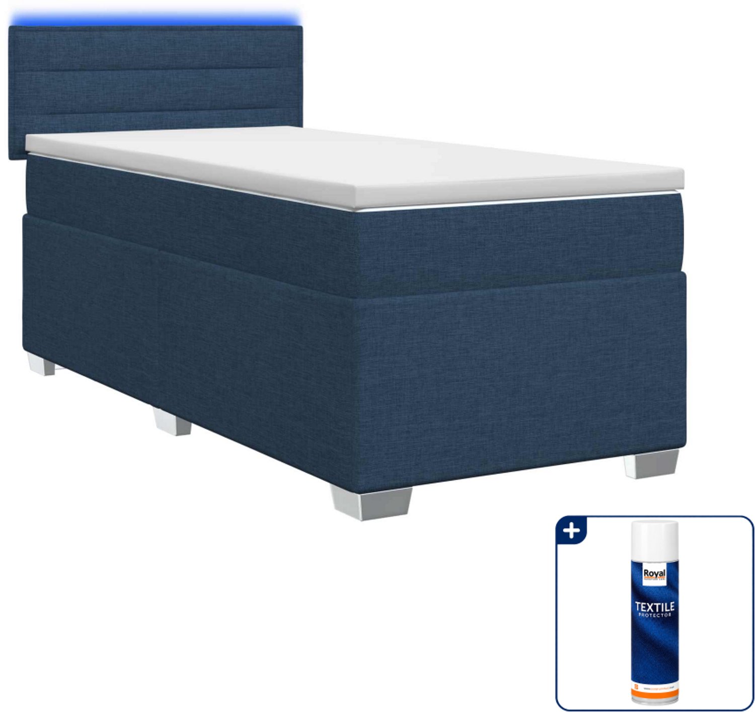 vidaXL boxspring - 100 x 200 cm - stof - blauw - Inclusief textielbeschermer 500 ml