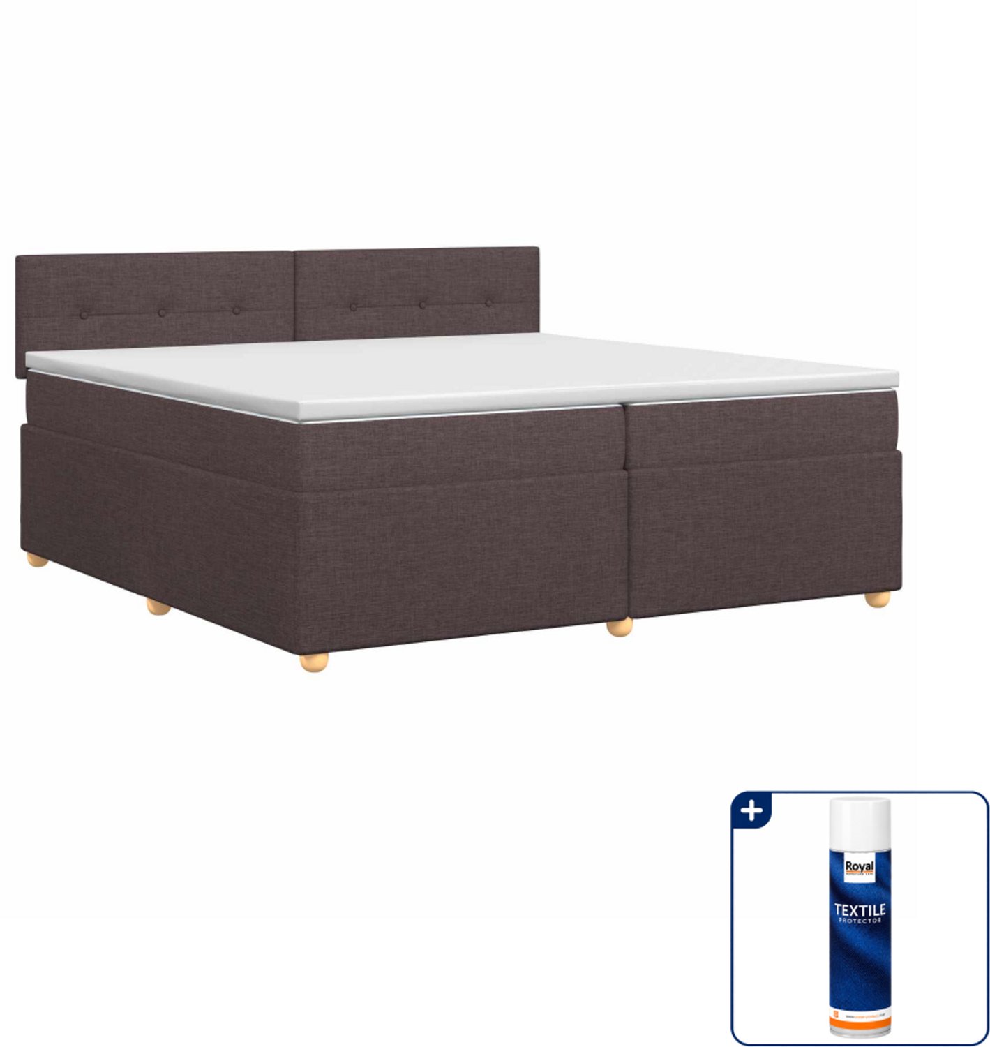 vidaXL boxspringbed - 200 x 200 cm - stof - donkerbruin - Inclusief textielbeschermer 500 ml