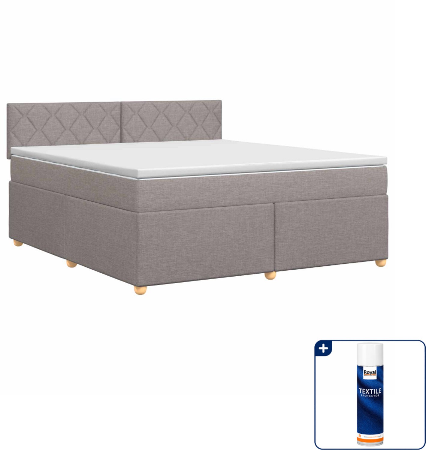 vidaXL Boxspringbed Small double - 140 x 200 cm - taupe - Inclusief textielbeschermer 500 ml