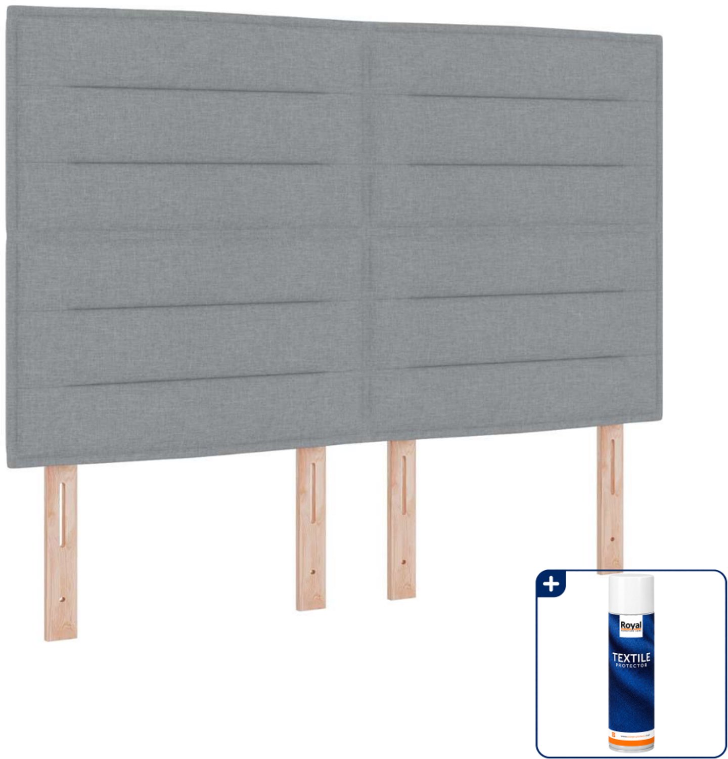 vidaXL Boxspring bed met matras - 140 x 190 cm - stof - lichtgrijs - Inclusief textielbeschermer 500 ml