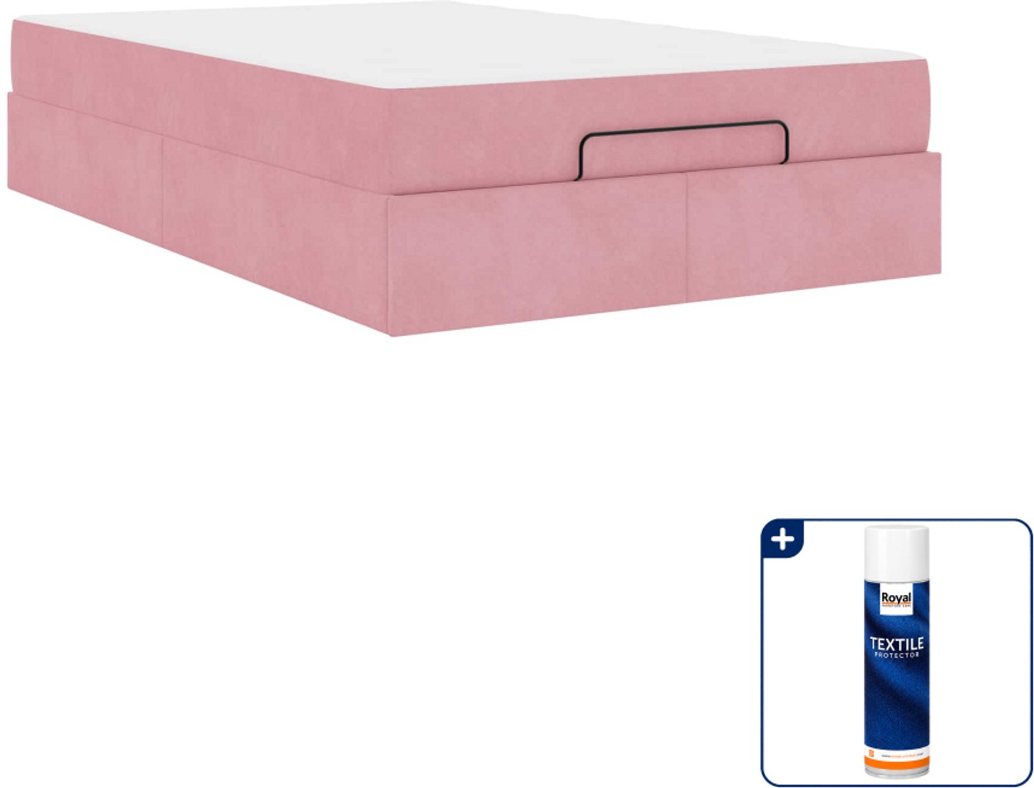 vidaXL bedframe met matras - 120 x 200 cm - roze fluweel - Inclusief textielbeschermer 500 ml Grijs