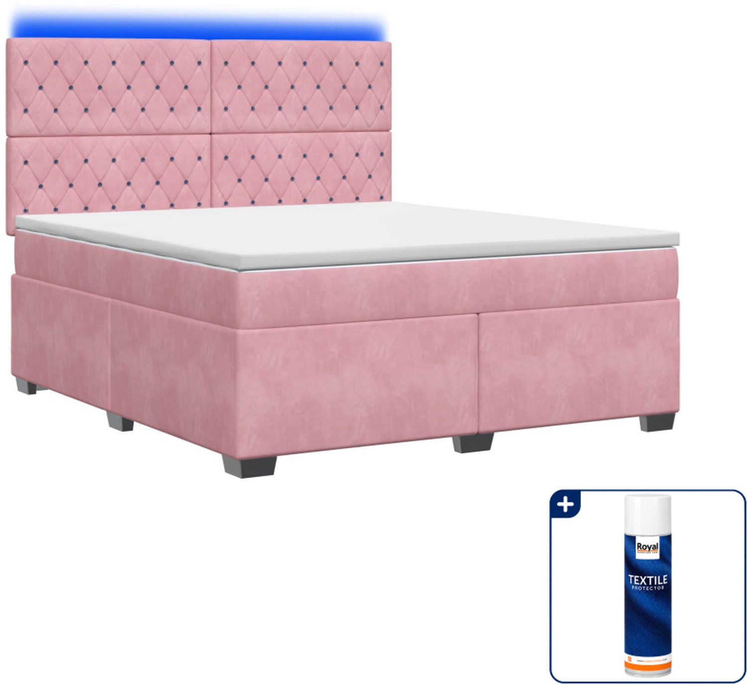 vidaXL boxspringbed - Small double - 140 x 200 cm - roze - Inclusief textielbeschermer 500 ml