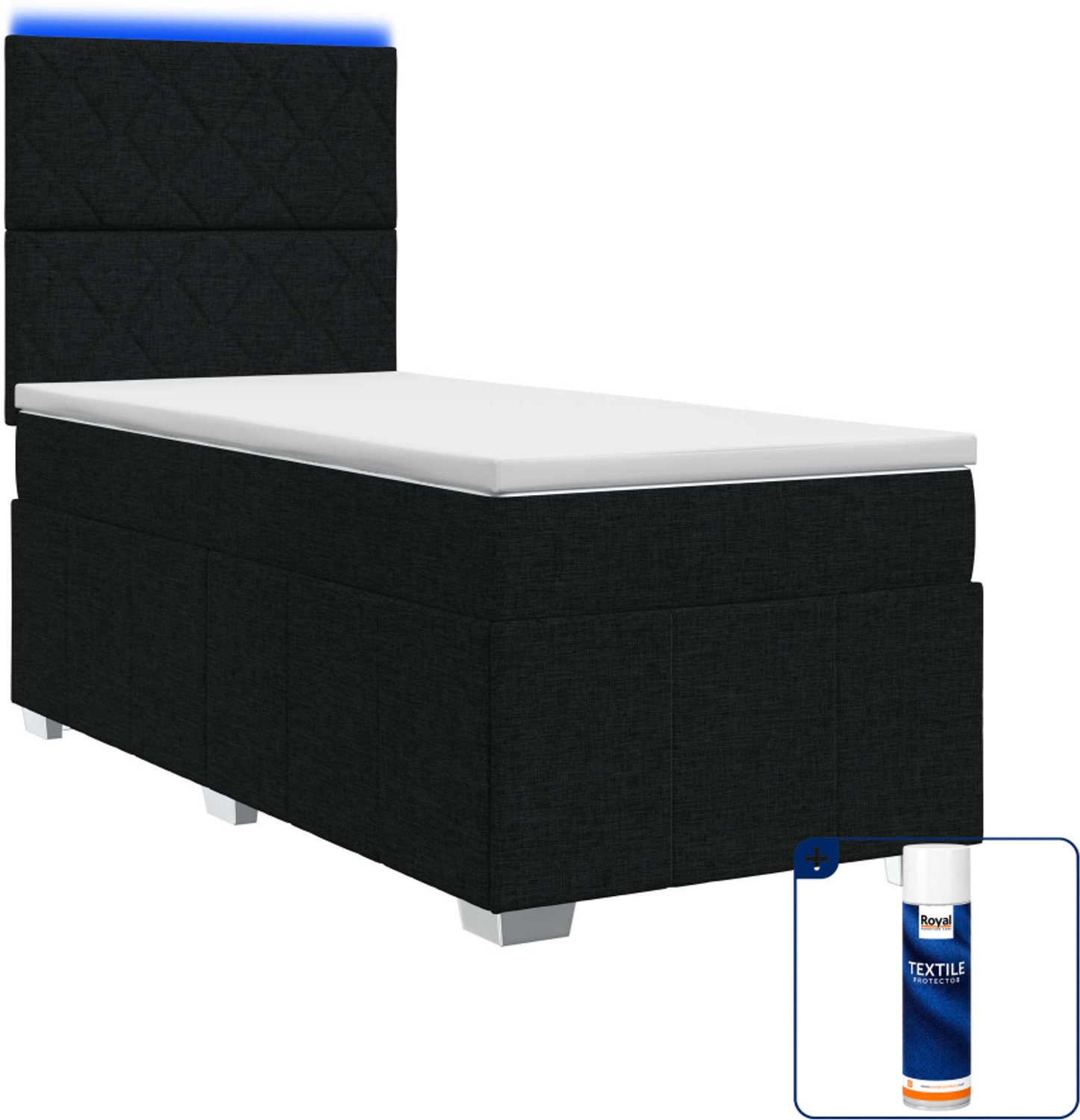 vidaXL led boxspring met matras - 100 x 200 cm - zwart - Inclusief textielbeschermer 500 ml