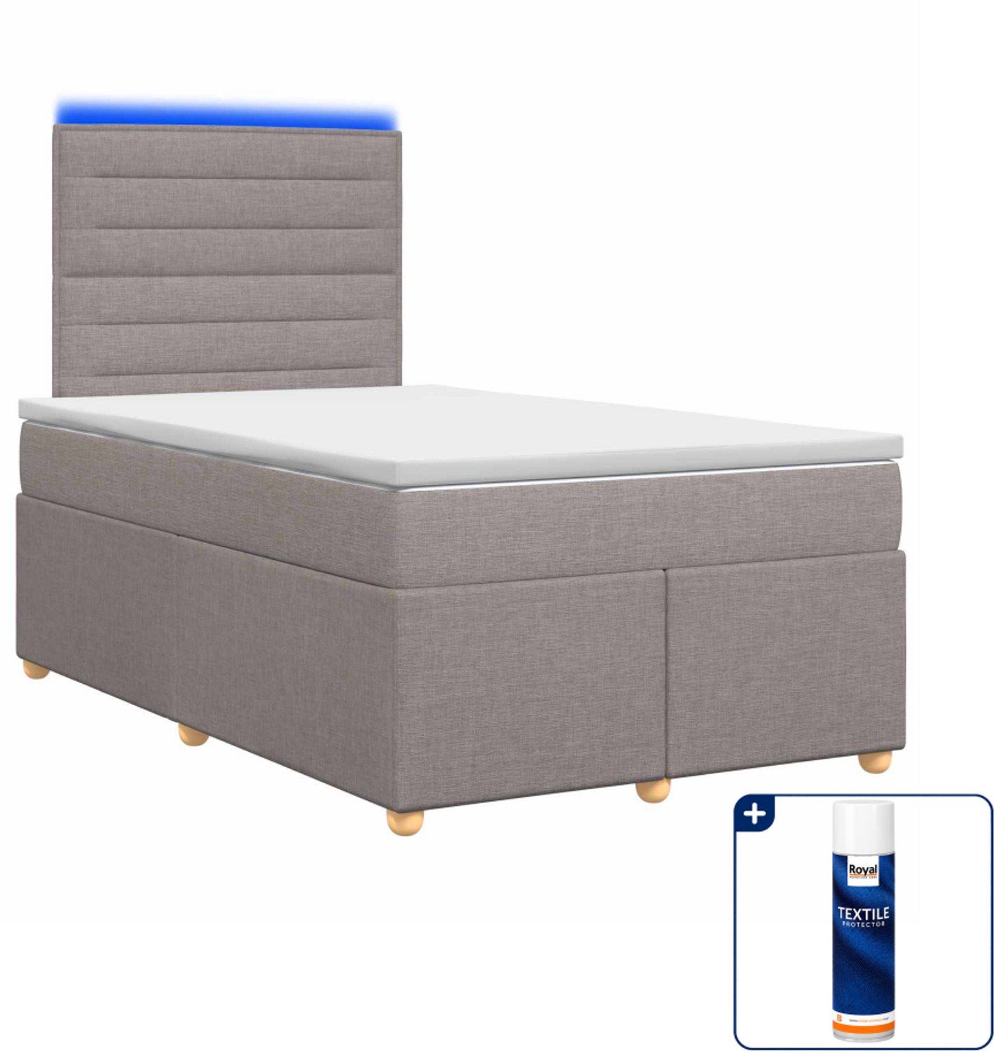 vidaXL boxspringbed met matras - 120 x 190 cm - taupe - Inclusief textielbeschermer 500 ml