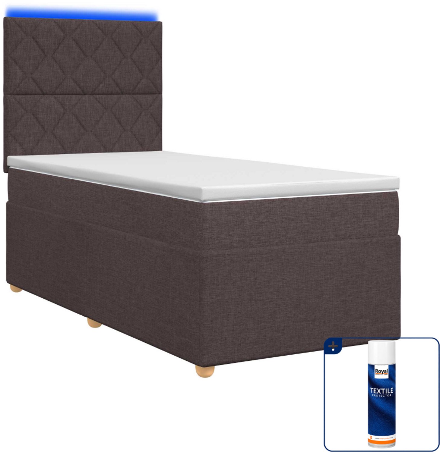 vidaXL boxspringbed met matras - 100 x 200 cm - donkerbruin - Inclusief textielbeschermer 500 ml