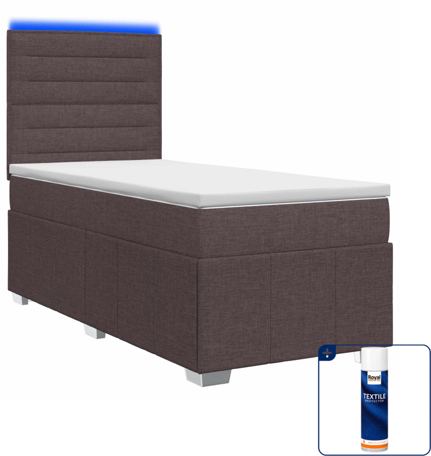 vidaXL boxspring met matras - 100 x 200 cm - donkerbruin - Inclusief textielbeschermer 500 ml