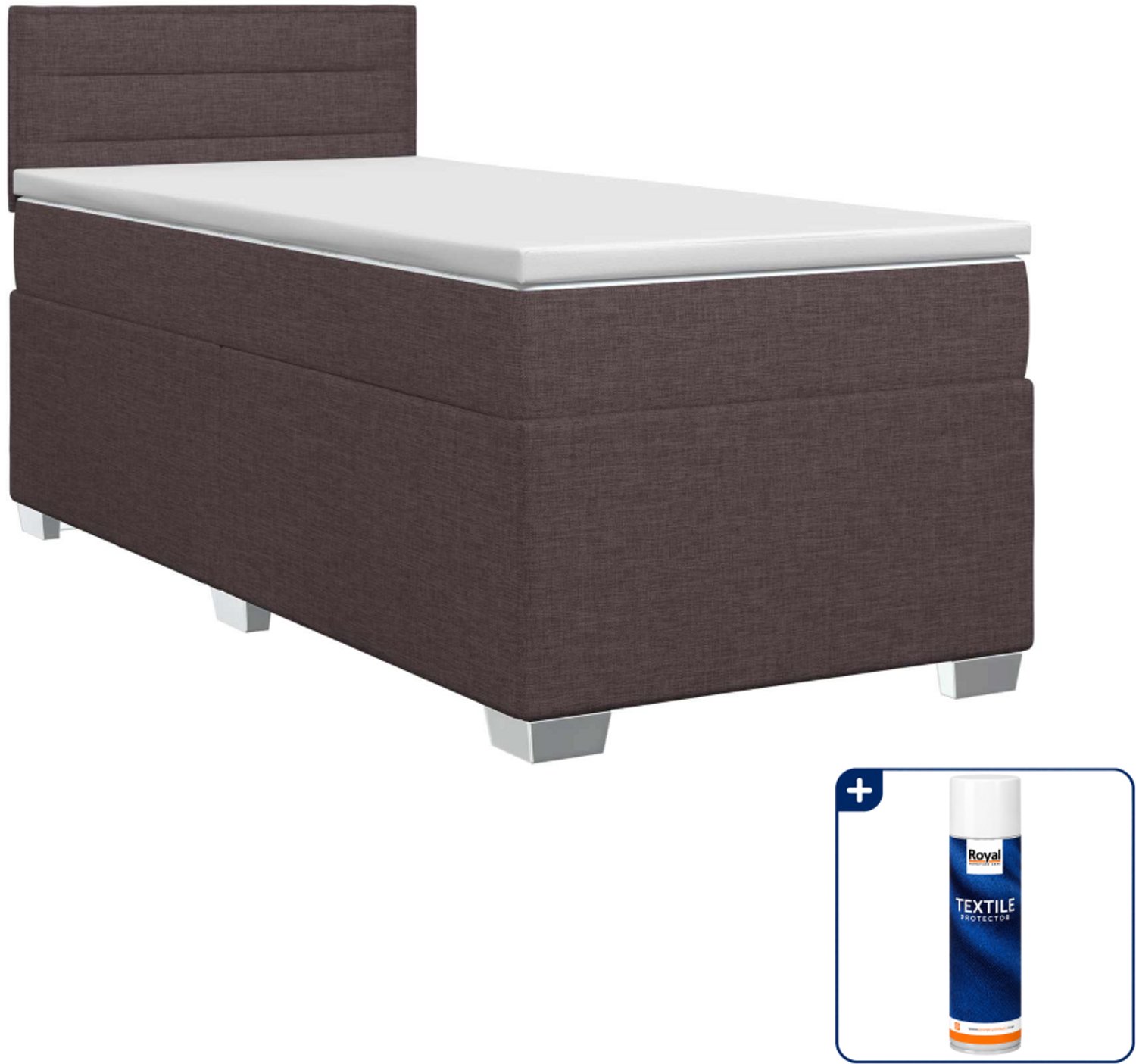 vidaXL boxspringbed met matras - 90 x 190 cm - donkerbruin - Inclusief textielbeschermer 500 ml
