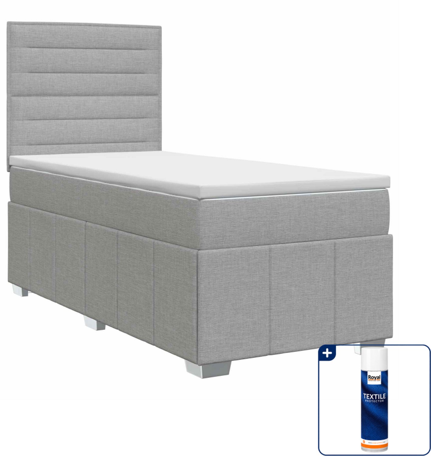 vidaXL boxspringbed met matras - 80 x 200 cm - lichtgrijs - Inclusief textielbeschermer 500 ml