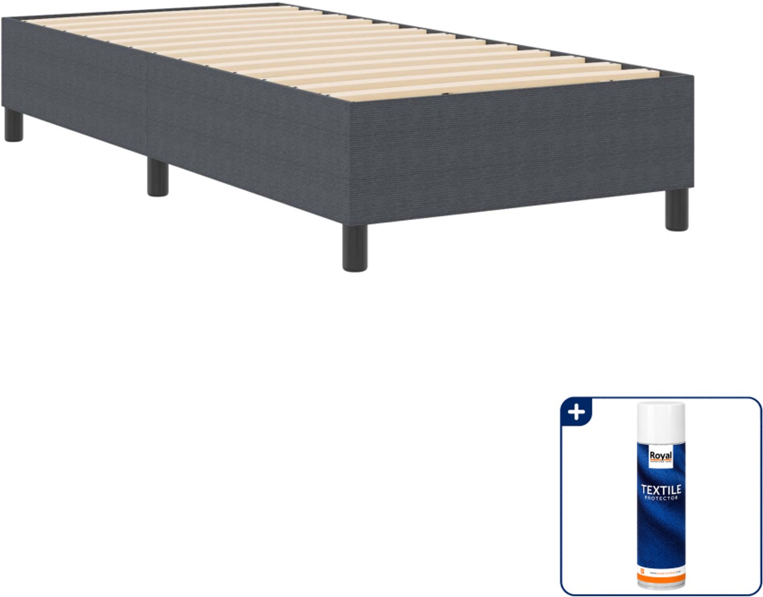 vidaXL platform bedframe - 90 x 200 cm - katoen - donkergrijs - Inclusief textielbeschermer 500 ml