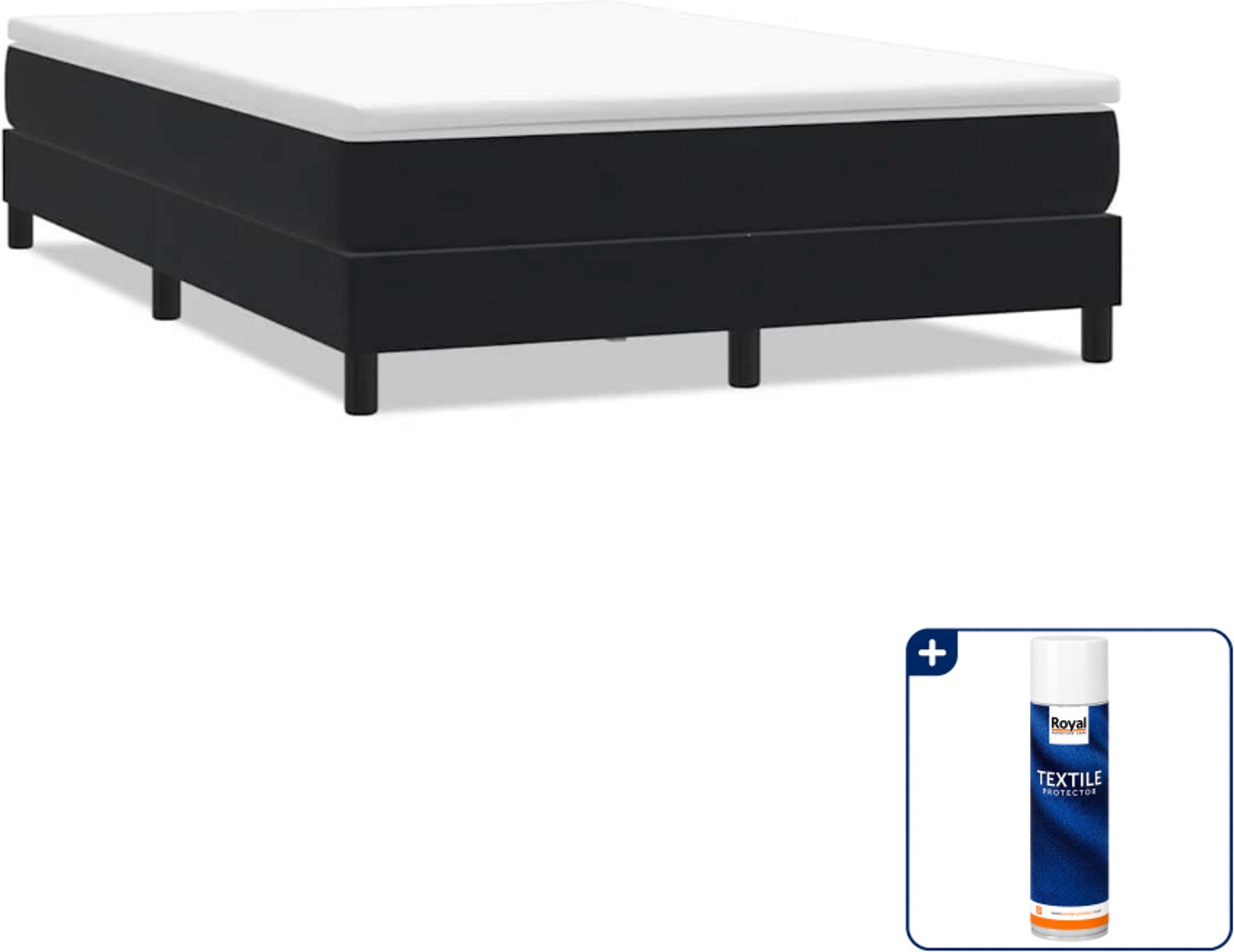 vidaXL boxspring Small double - 140 x 220 cm - fluweel - zwart - Inclusief textielbeschermer 500 ml Bruin
