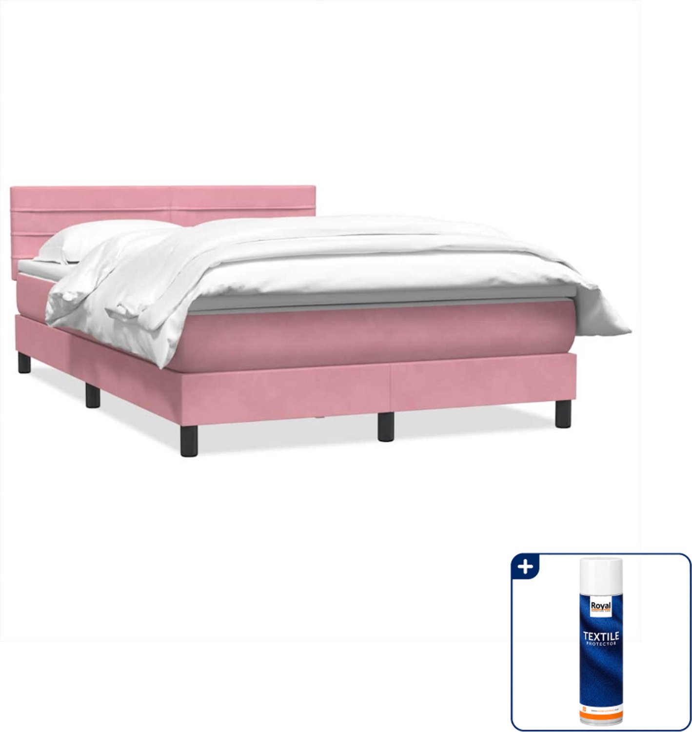 vidaXL boxspring Queensize - 160 x 210 cm - roze - Inclusief textielbeschermer 500 ml