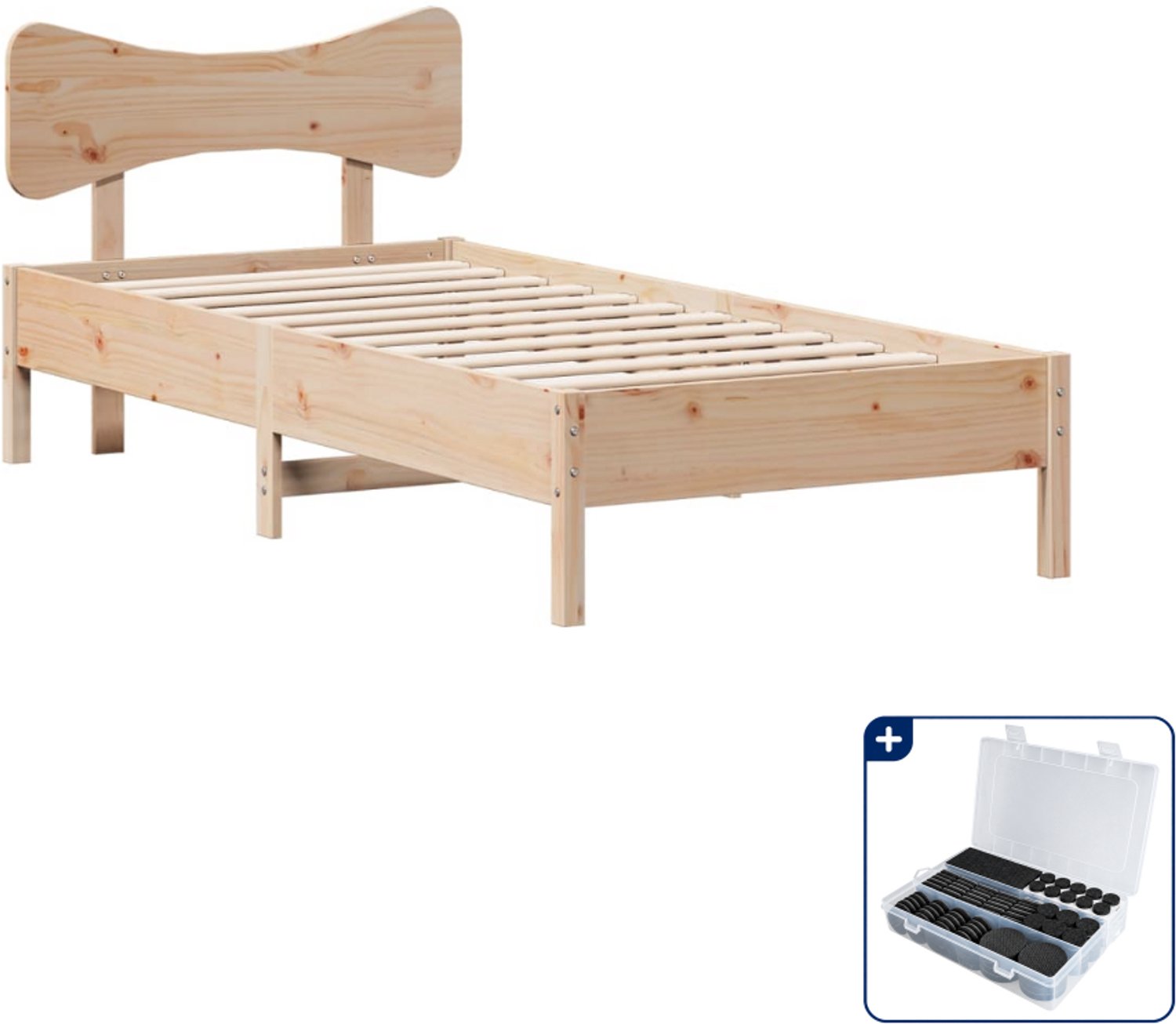 vidaXL bedframe - 75 x 190 cm - massief grenenhout - Inclusief antikrasvilt 177-delig Bruin