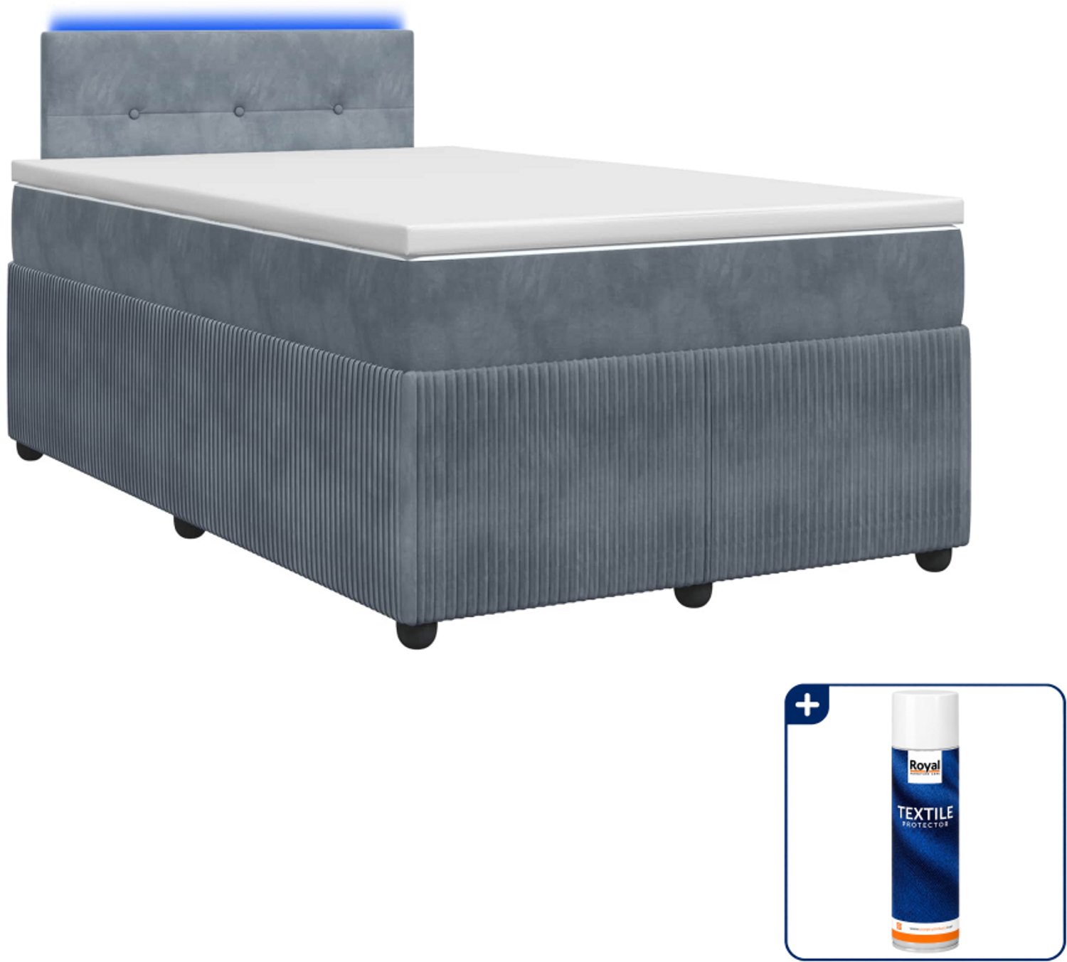 vidaXL boxspringbed met matras - 120 x 200 cm - fluweel - donkergrijs - Inclusief textielbeschermer 500 ml Donker Grijn
