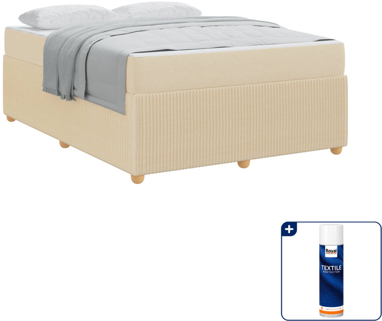 vidaXL Queensize bed - 160 x 200 cm - crème - Inclusief textielbeschermer 500 ml