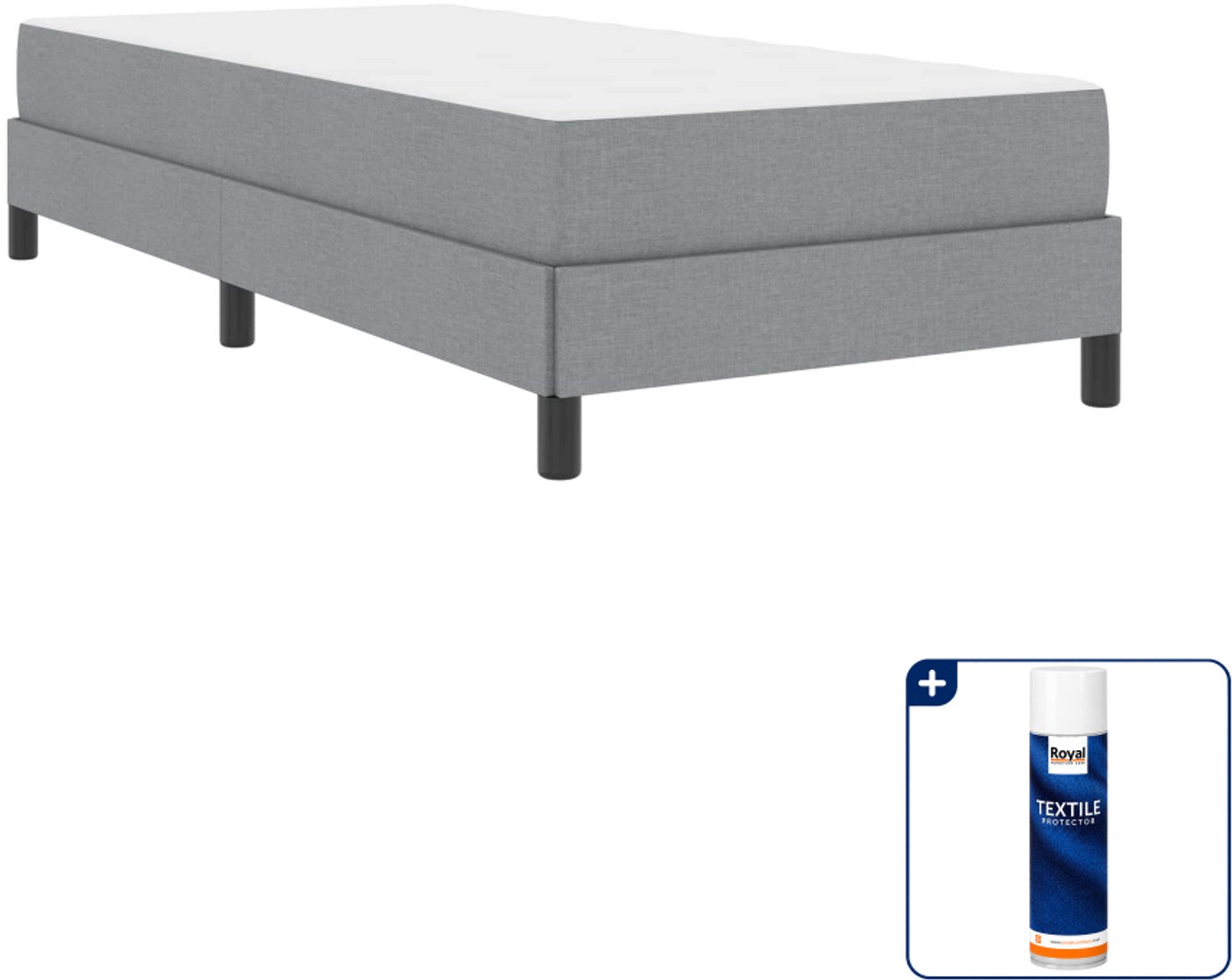 vidaXL boxspringbed - 90 x 190 cm - stof - lichtgrijs - Inclusief textielbeschermer 500 ml