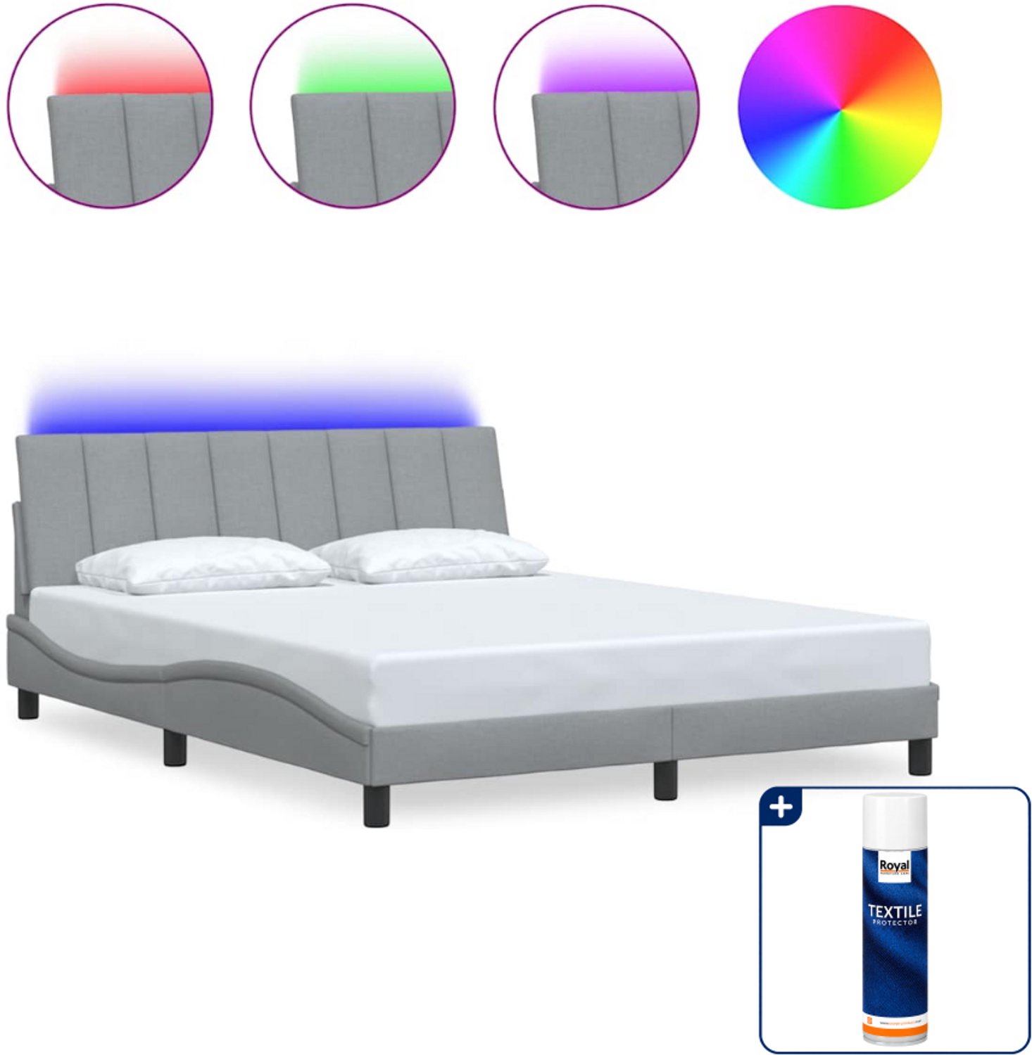 vidaXL Bedframe Dover - Queensize - 160 x 200 cm - lichtgrijs - Inclusief textielbeschermer 500 ml Zwart