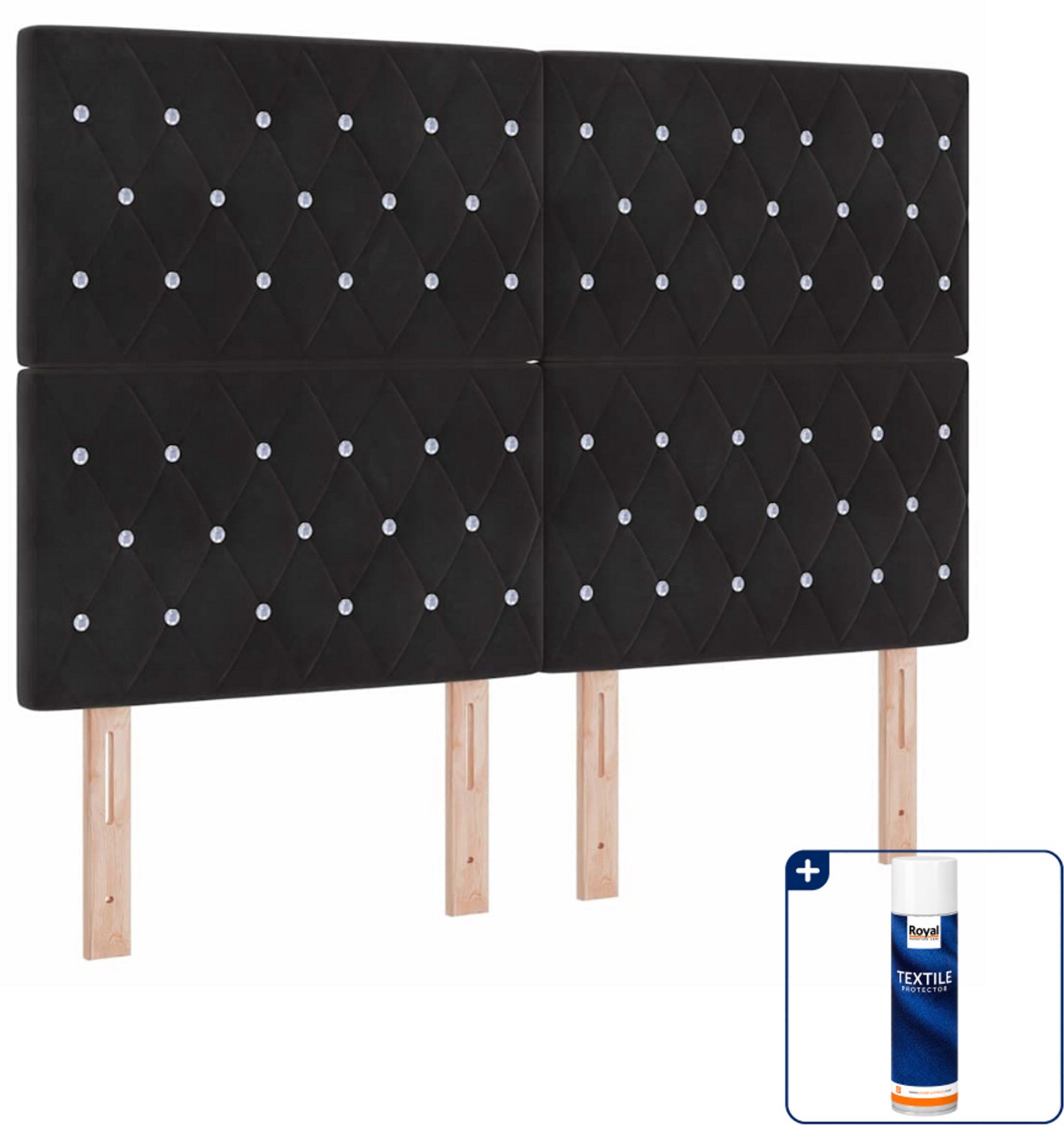 vidaXL Queensize boxspring met matras - 160 x 200 cm - zwart - Inclusief textielbeschermer 500 ml