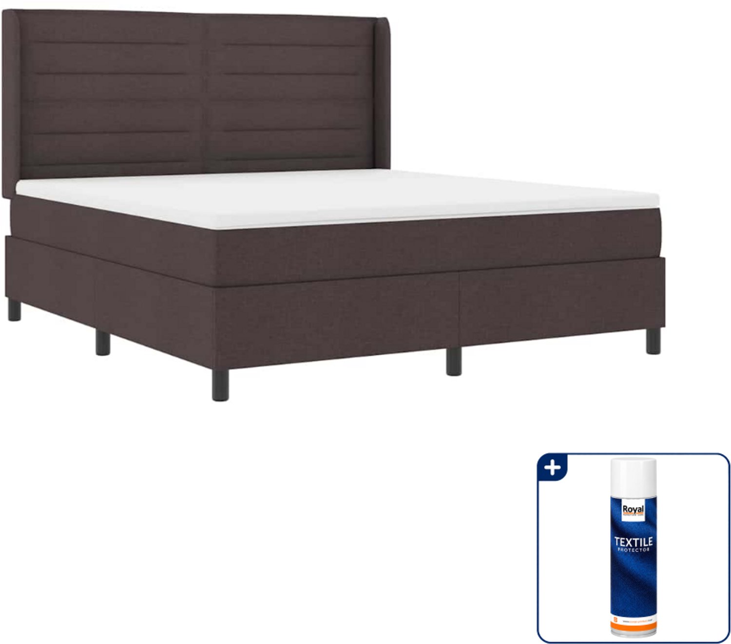 vidaXL Kingsize boxspring met LED - 180 x 200 cm - donkerbruin - Inclusief textielbeschermer 500 ml
