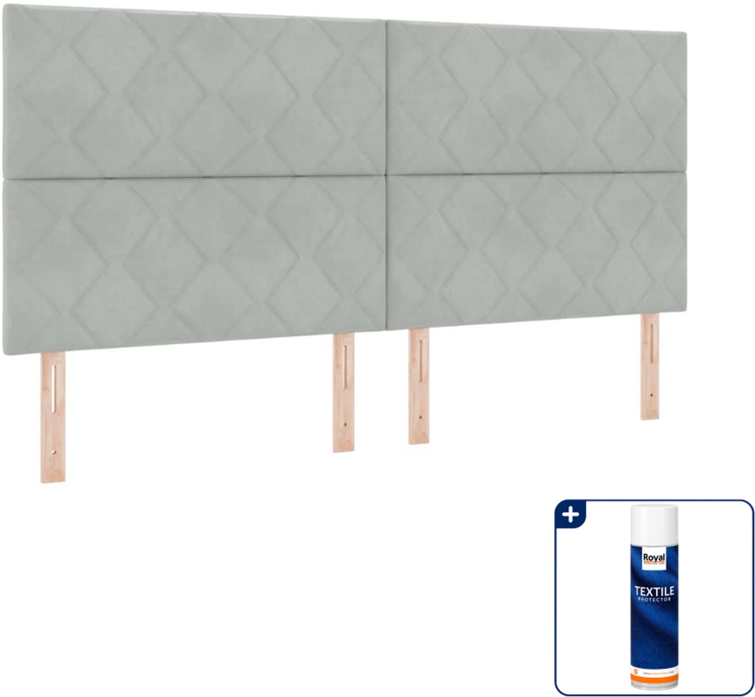 vidaXL LED boxspring Super kingsize - 200 x 200 cm - lichtgrijs - Inclusief textielbeschermer 500 ml