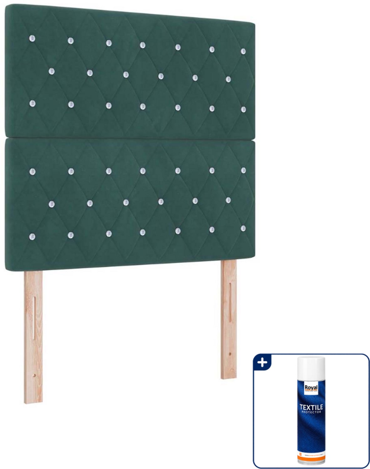 vidaXL LED boxspringbed - 120 x 190 cm - donkergroen - Inclusief textielbeschermer 500 ml