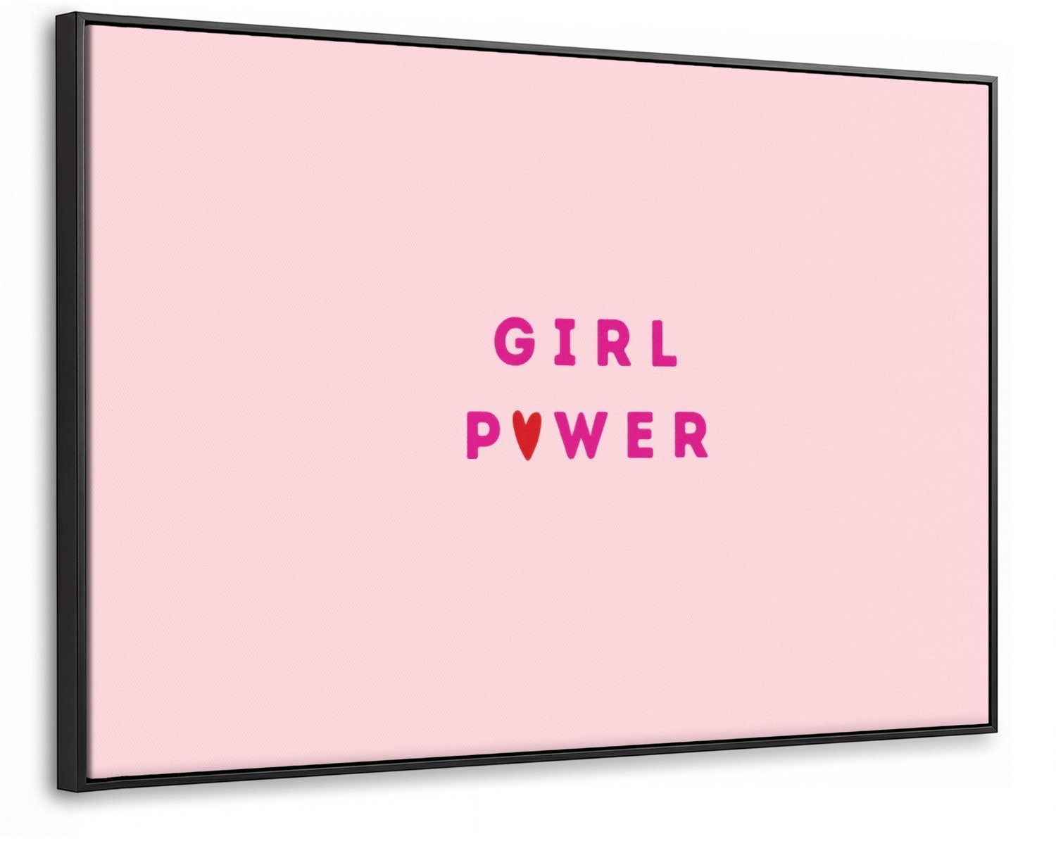 Canvas Schilderij met Baklijst XXL Canvas Schilderij met Baklijst 120x80cm - Girl power - Roze - Hartje - Muurdecoratie woonkamer - Slaapkamer decoratie - Kamer accessoires - Schilderijen op canvas met lijst groot