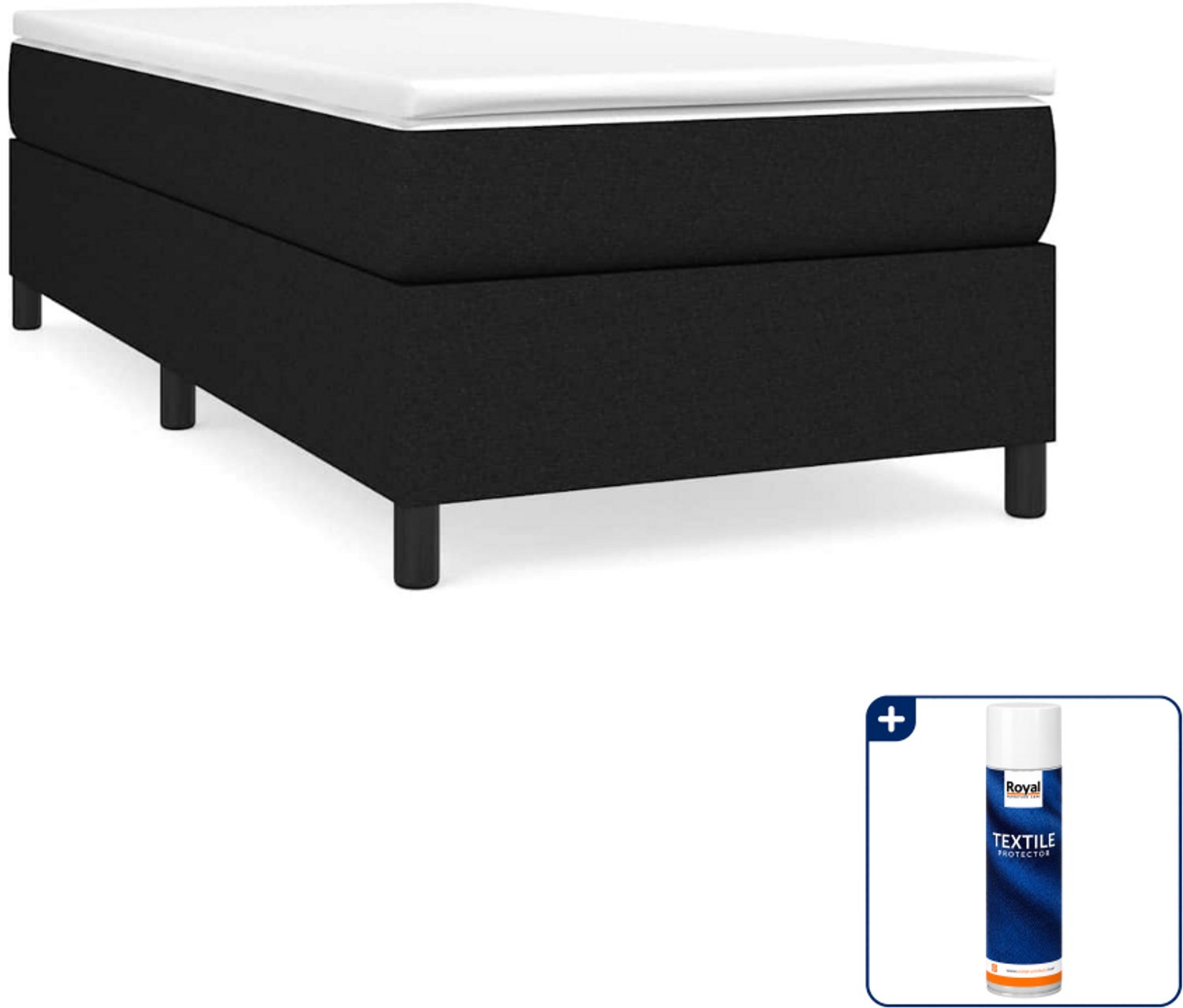 vidaXL boxspring bed - 100 x 200 cm - stof - zwart - Inclusief textielbeschermer 500 ml Wit
