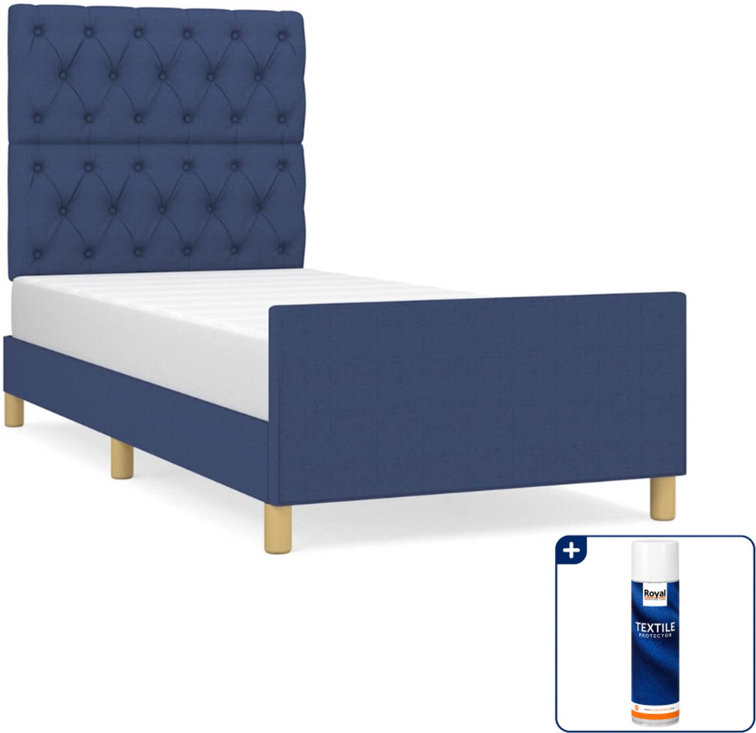 vidaXL bedframe - 80 x 200 cm - stof - blauw - Inclusief textielbeschermer 500 ml