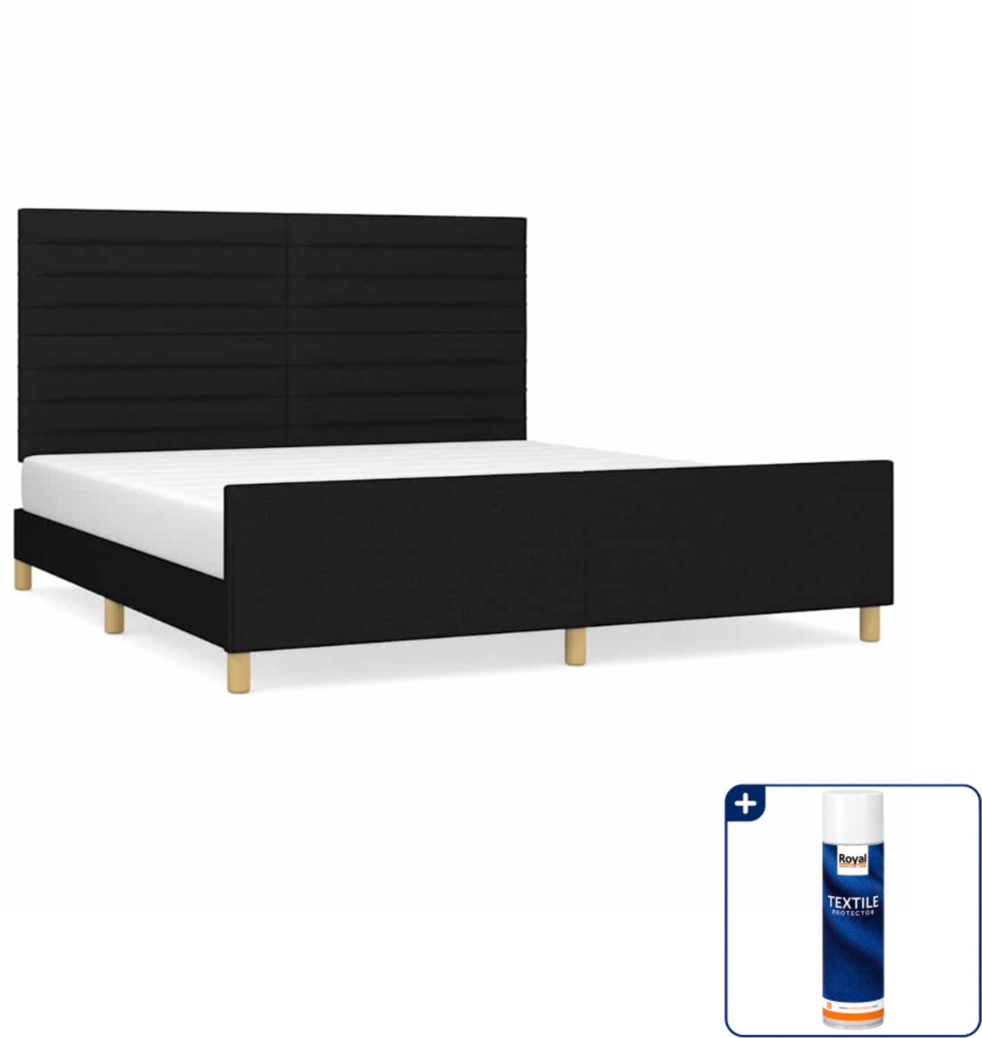 vidaXL Bedframe Queensize - 160 x 200 cm - stof - zwart - Inclusief textielbeschermer 500 ml