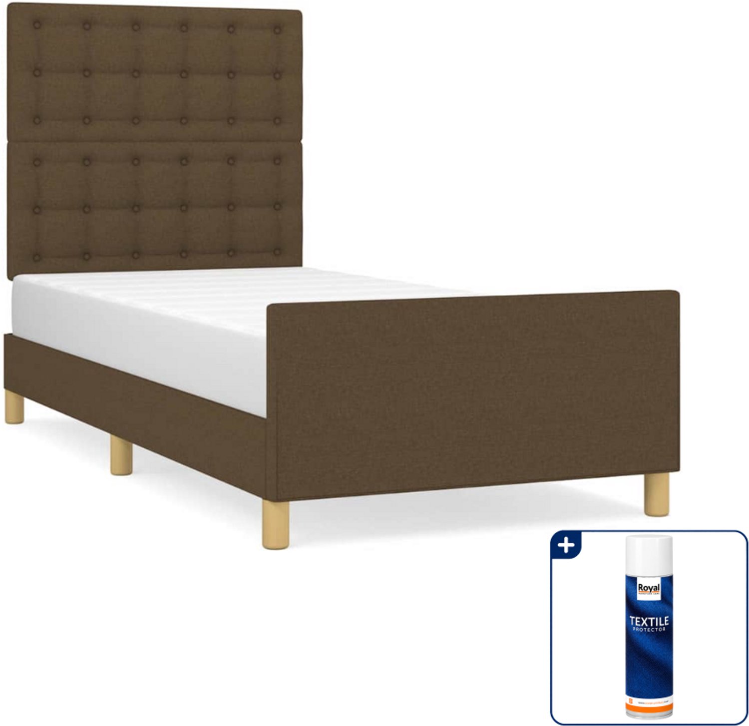 vidaXL bedframe - 100 x 200 cm - stof - donkerbruin - Inclusief textielbeschermer 500 ml