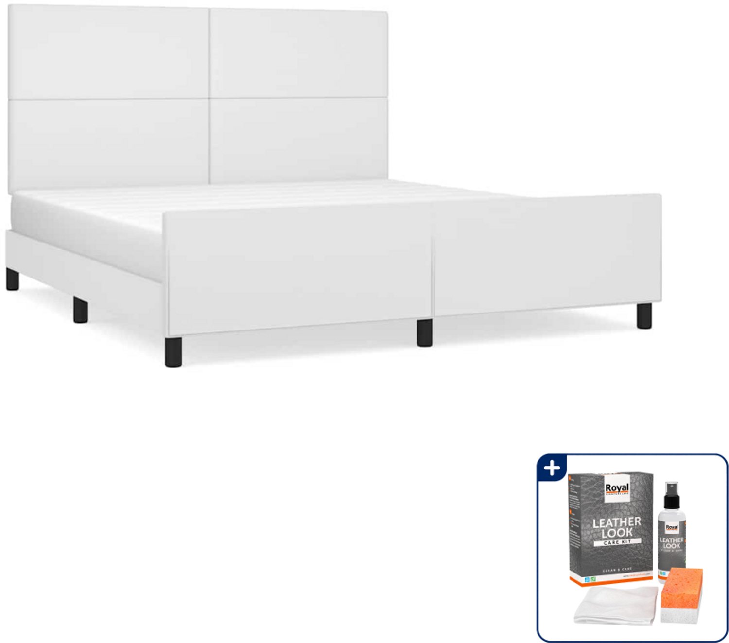vidaXL bedframe Kingsize - 180 x 200 cm - kunstleer - wit - Inclusief onderhoudsset voor kunstleer 150 ml