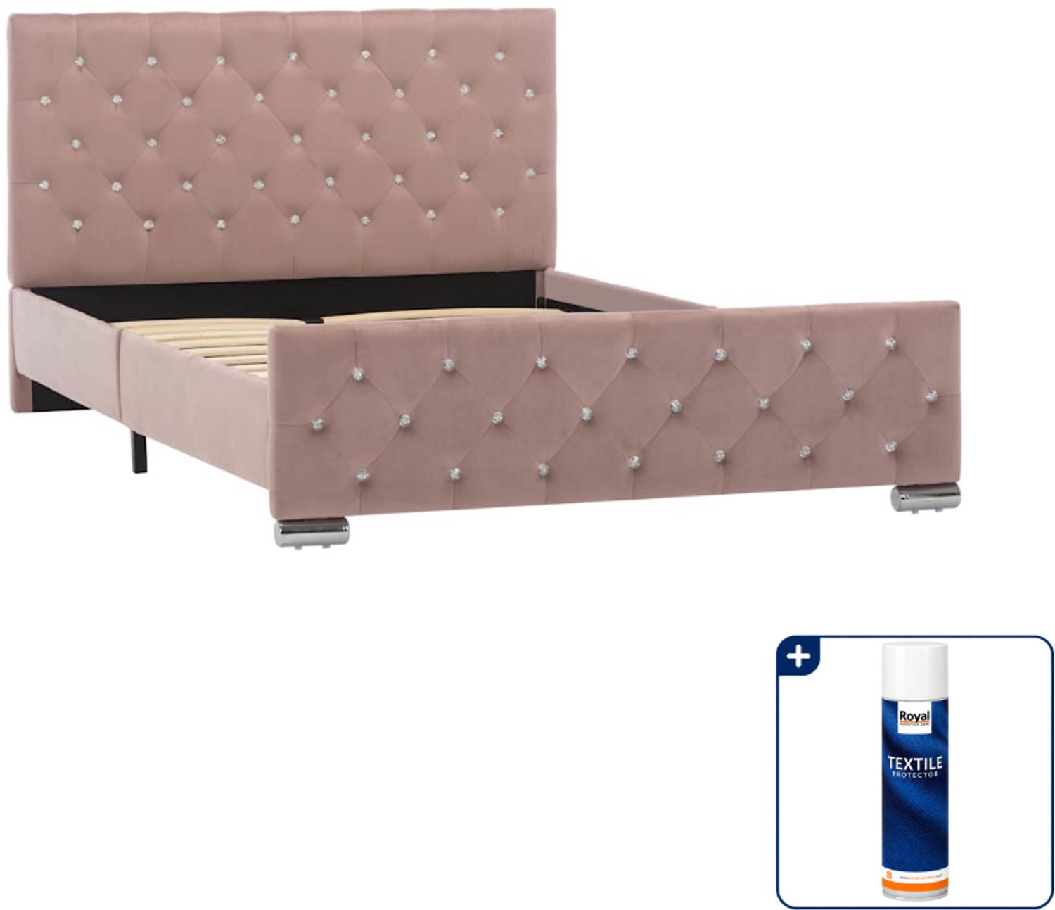 vidaXL bedframe - 120 x 200 cm - fluweel - roze - Inclusief textielbeschermer 500 ml Zwart
