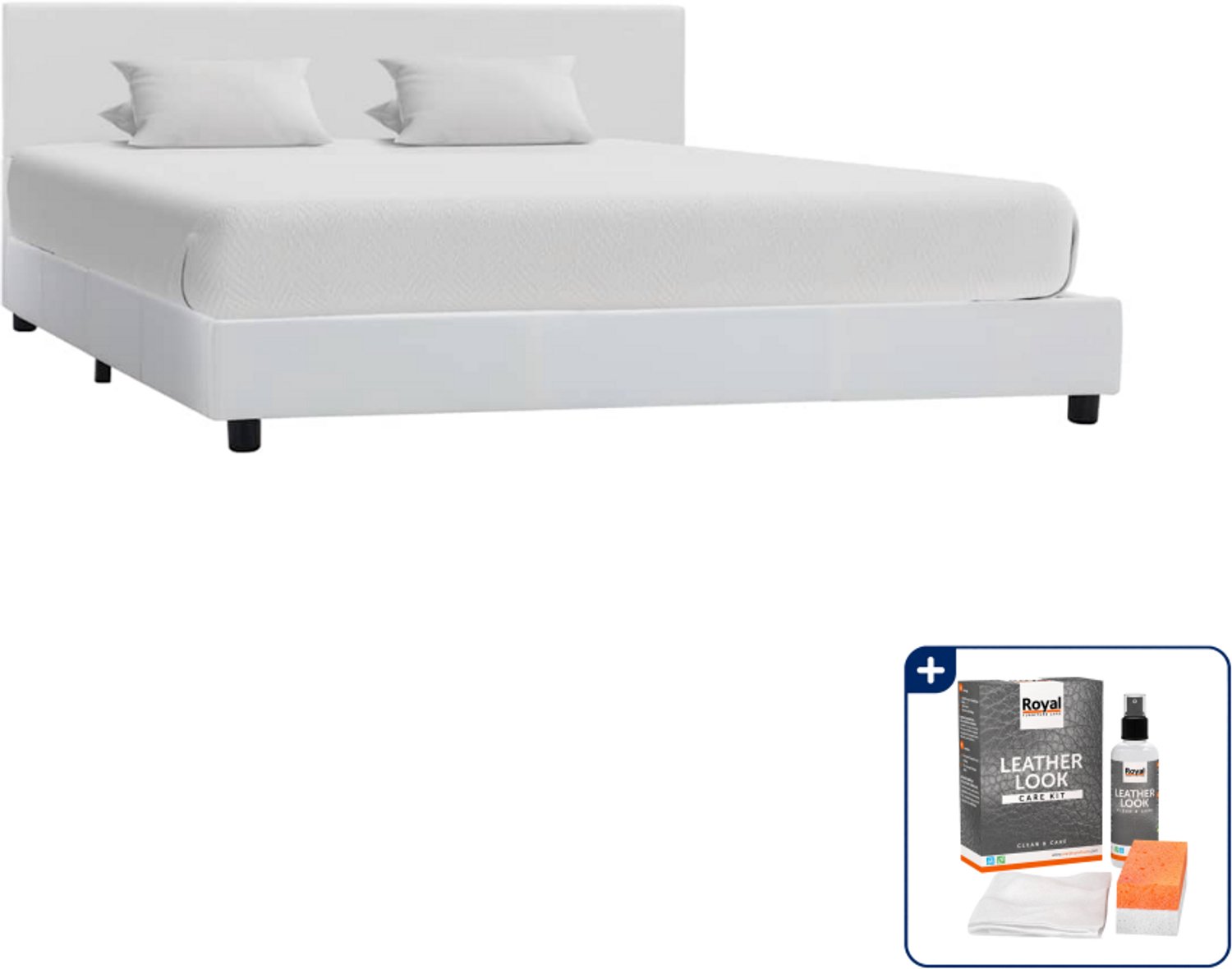 vidaXL bedframe - 120 x 200 cm - kunstleer - wit - Inclusief onderhoudsset voor kunstleer 150 ml