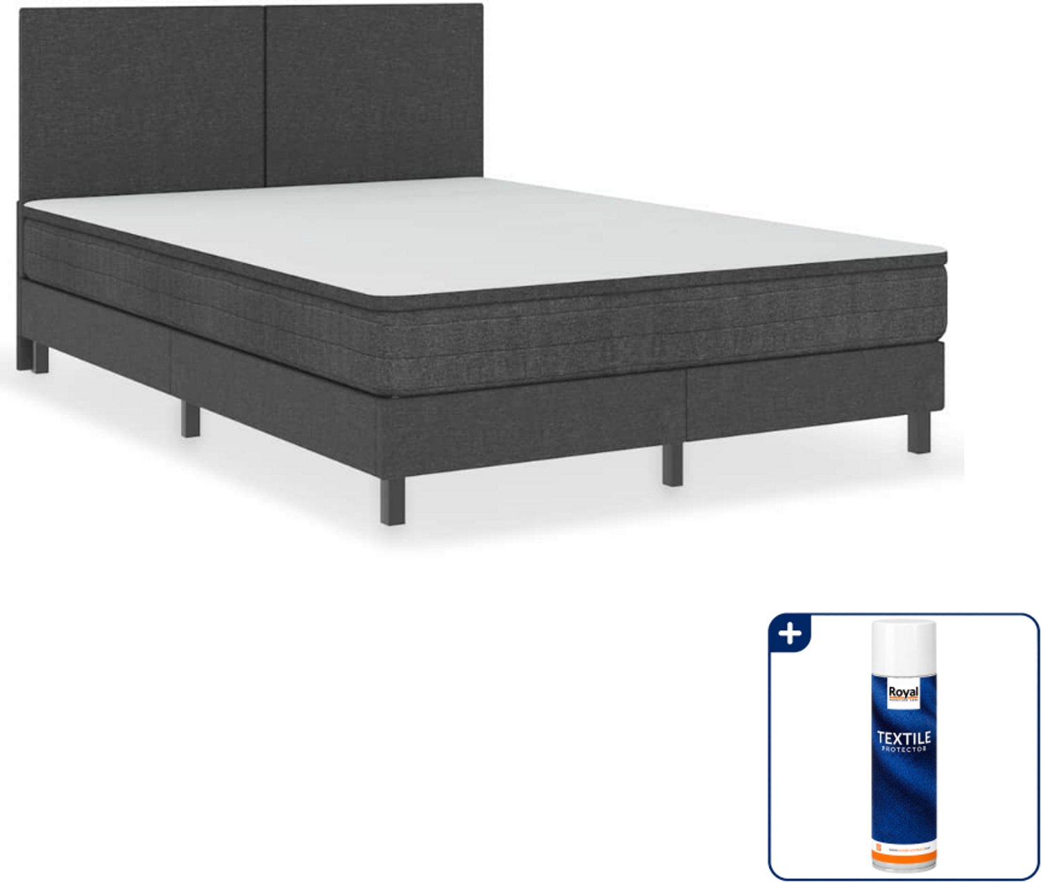 vidaXL boxspring Small double - 140 x 200 cm - donkergrijs - Inclusief textielbeschermer 500 ml