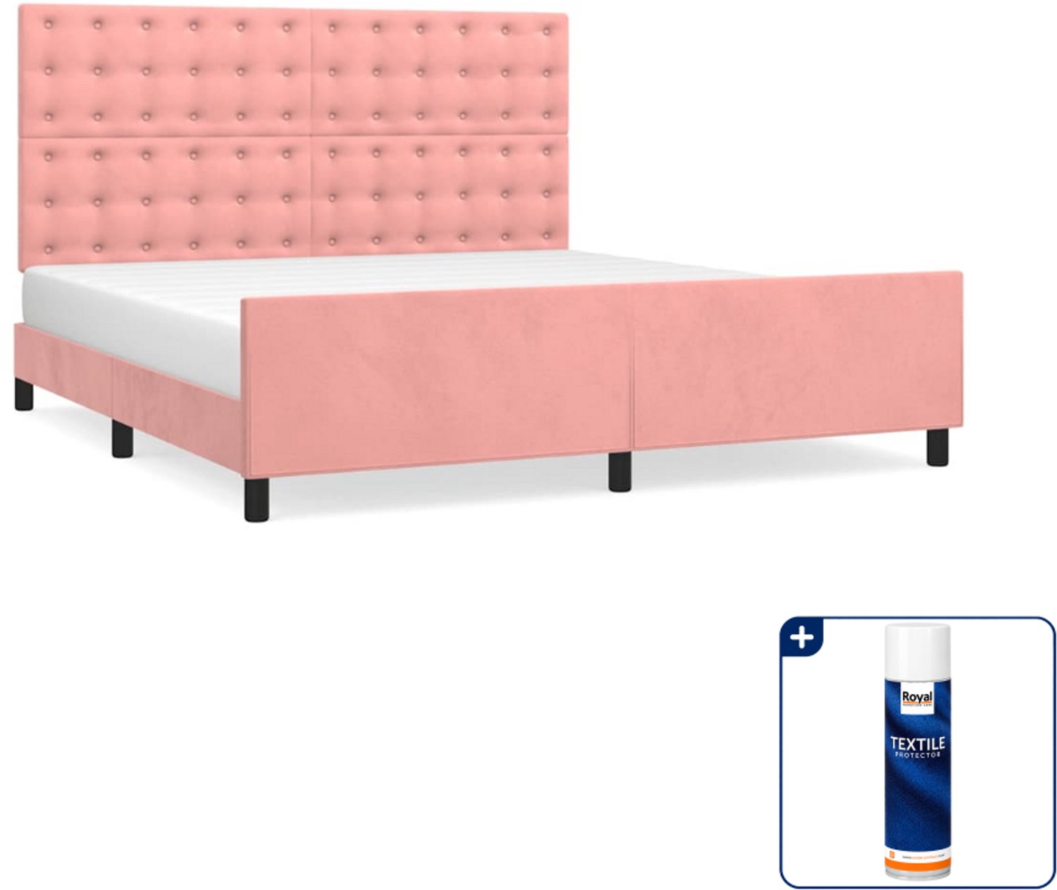 vidaXL bedframe - Kingsize - 180 x 200 cm - fluweel - roze - Inclusief textielbeschermer 500 ml