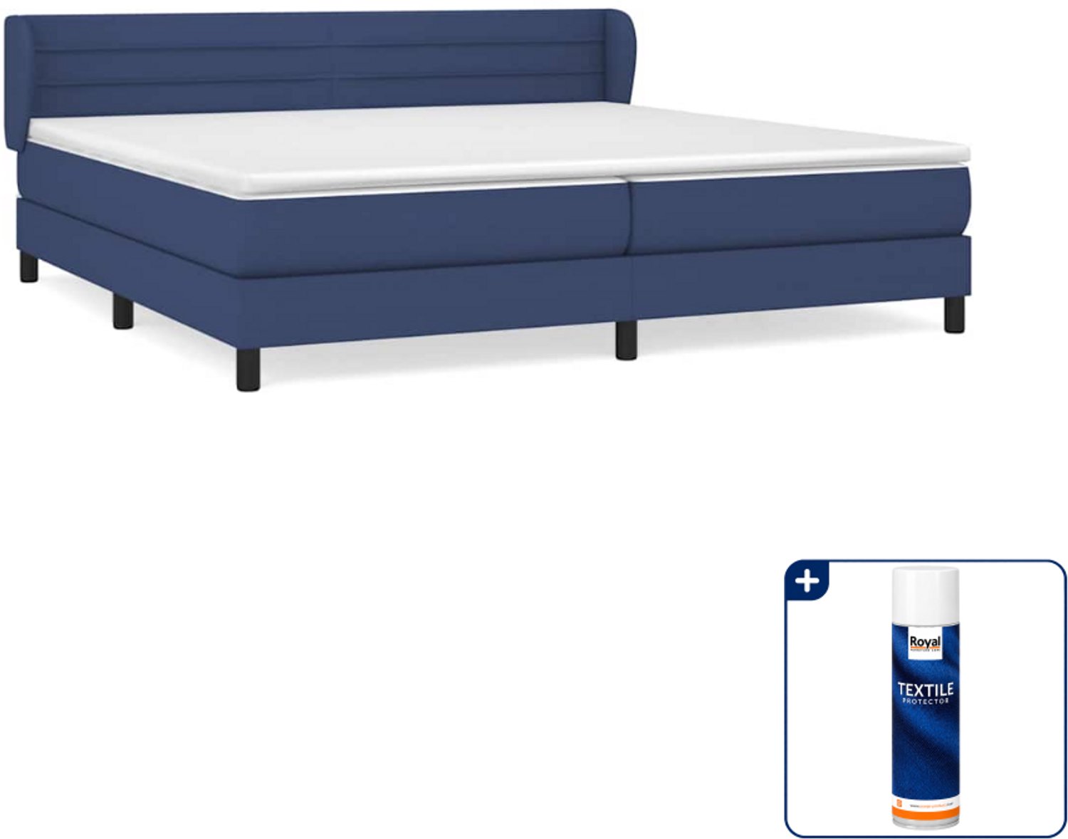 vidaXL boxspring met matras 200 x 200 cm - stof - blauw - Inclusief textielbeschermer 500 ml