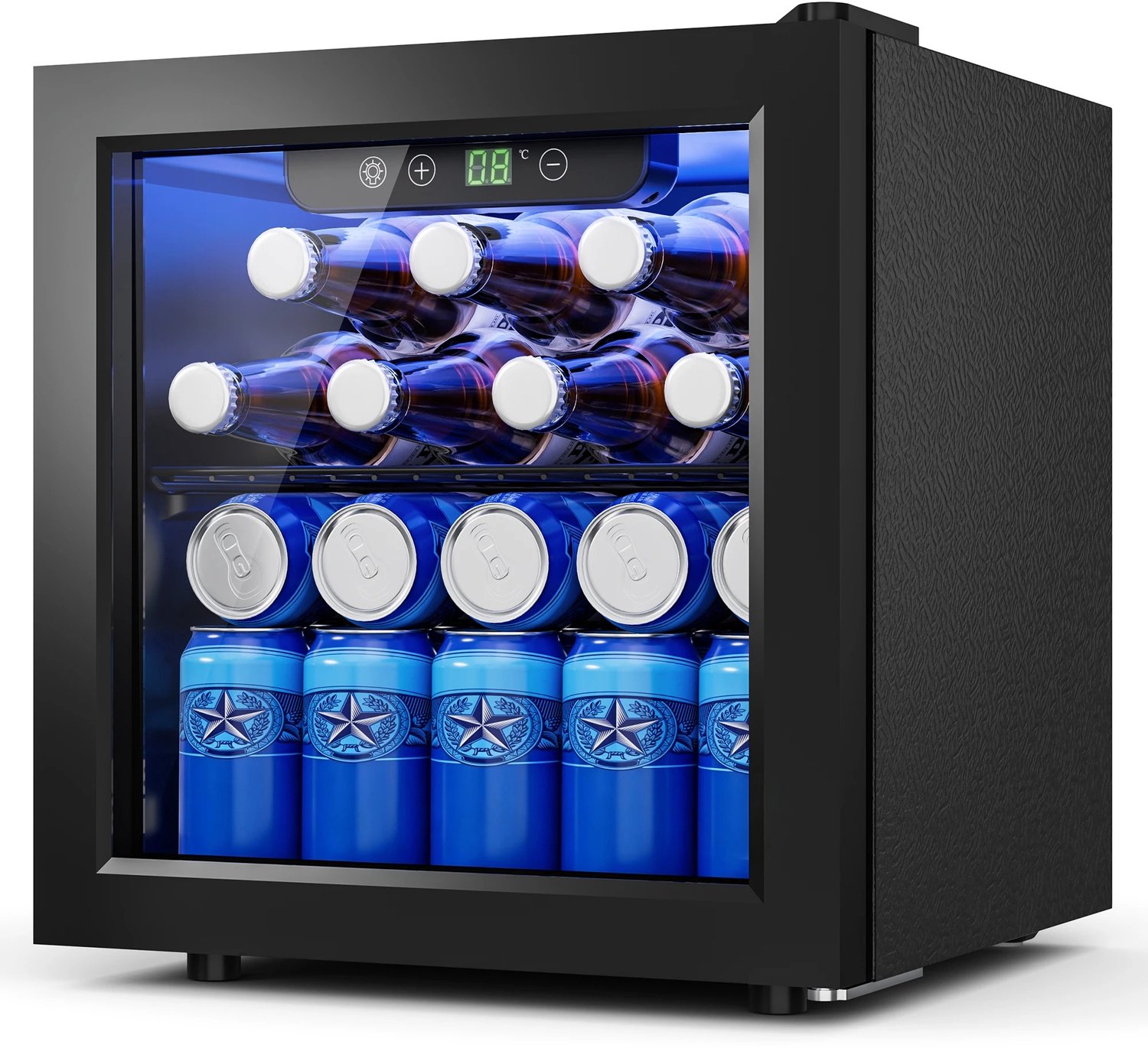 Archi Drankenkoelkast 36 Liter – Koeling - Mini Koelkast – 55 Blikjes – Digitale Temperatuurregeling – Glazen Deur – LED Verlichting – Zwart
