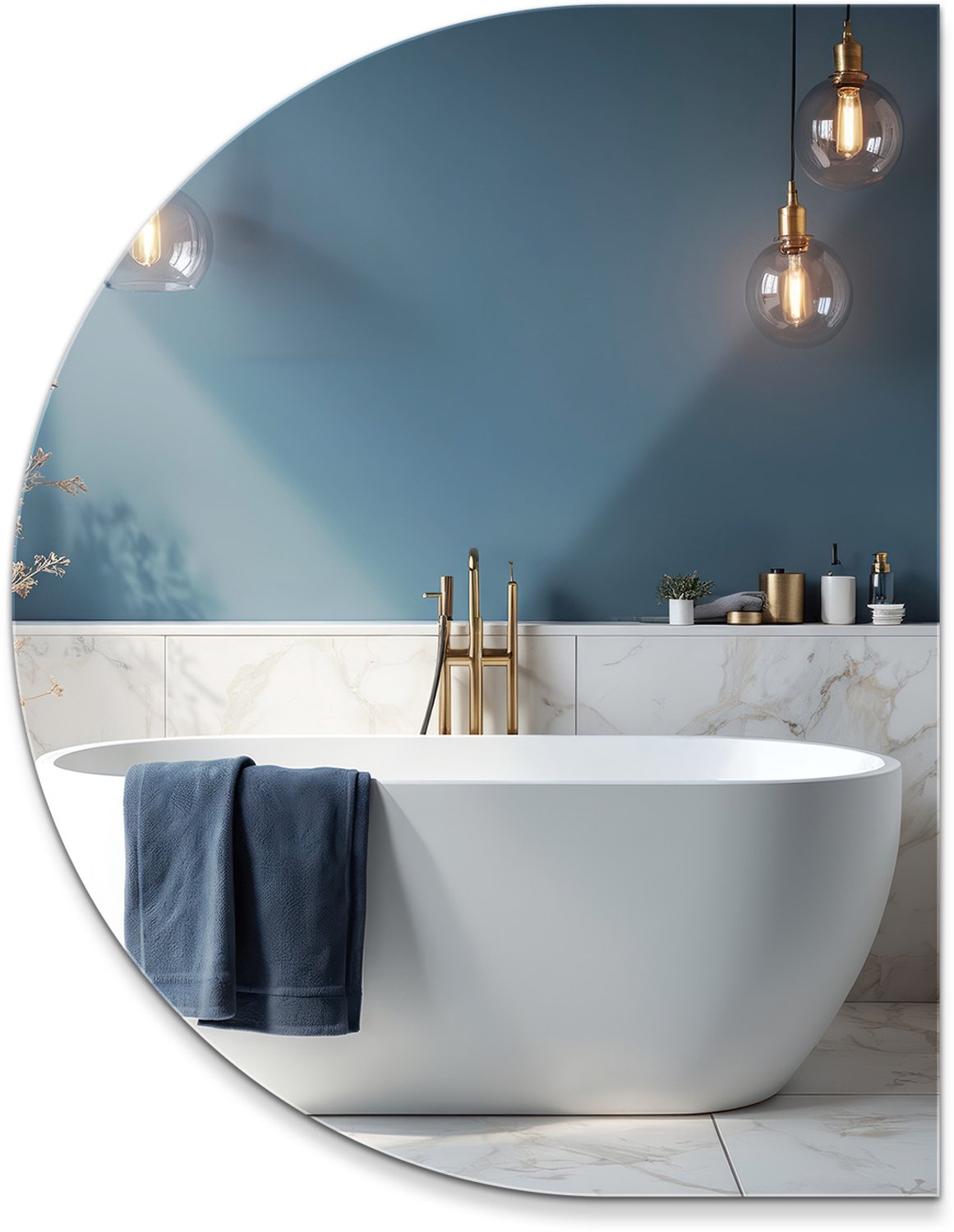WallMuralia Spiegel Halfrond - Decoratieve Badkamerspiegel - 60x80 cm - Decoratieve Toiletspiegel - Minimalistisch Badkamerspiegel Geen verlichting