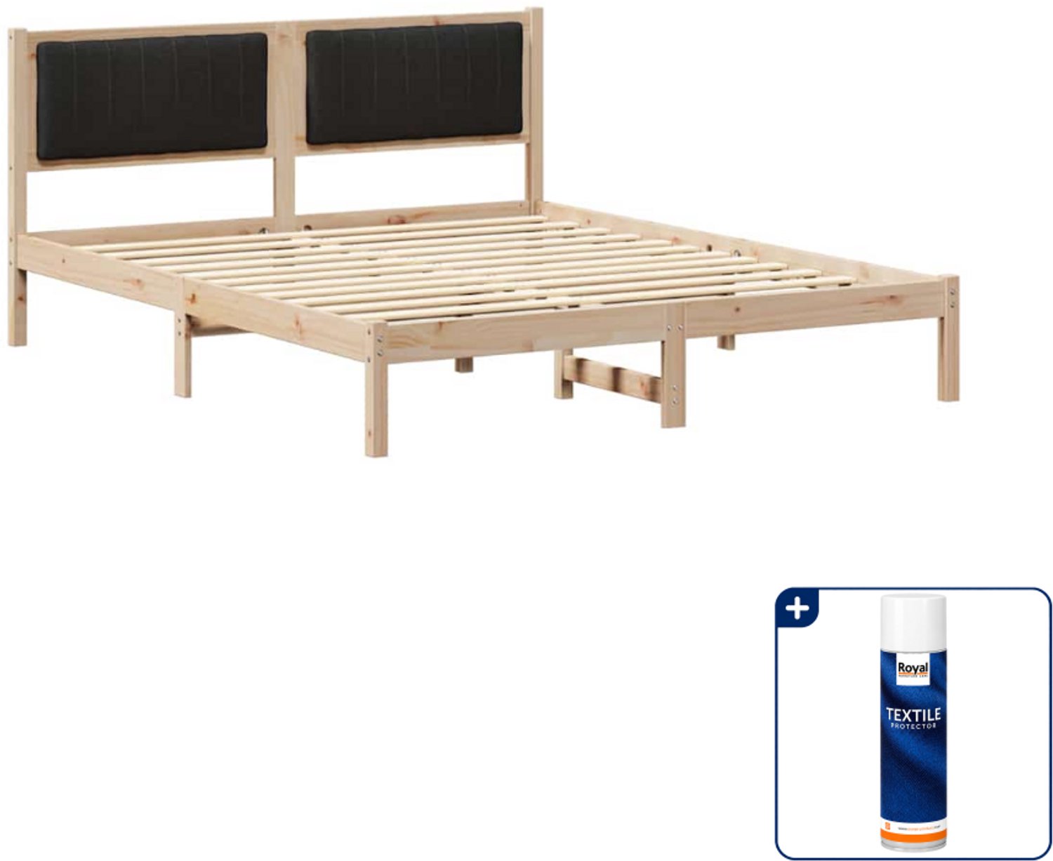 vidaXL bedframe - 150 x 200 cm - zwart - Inclusief textielbeschermer 500 ml Bruin