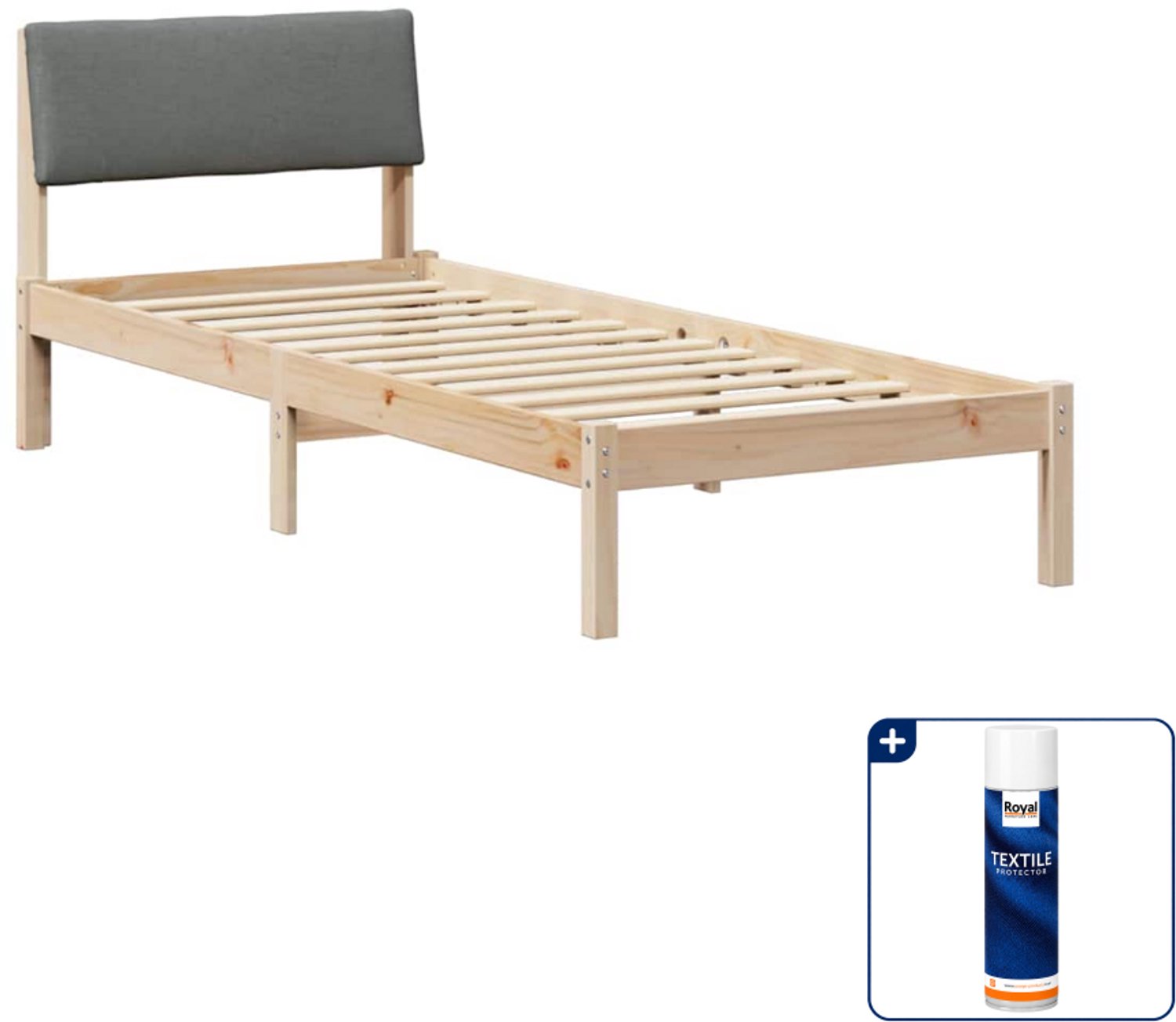 vidaXL bedframe - 80 x 200 cm - massief grenenhout - bruin/donkergrijs - Inclusief textielbeschermer 500 ml
