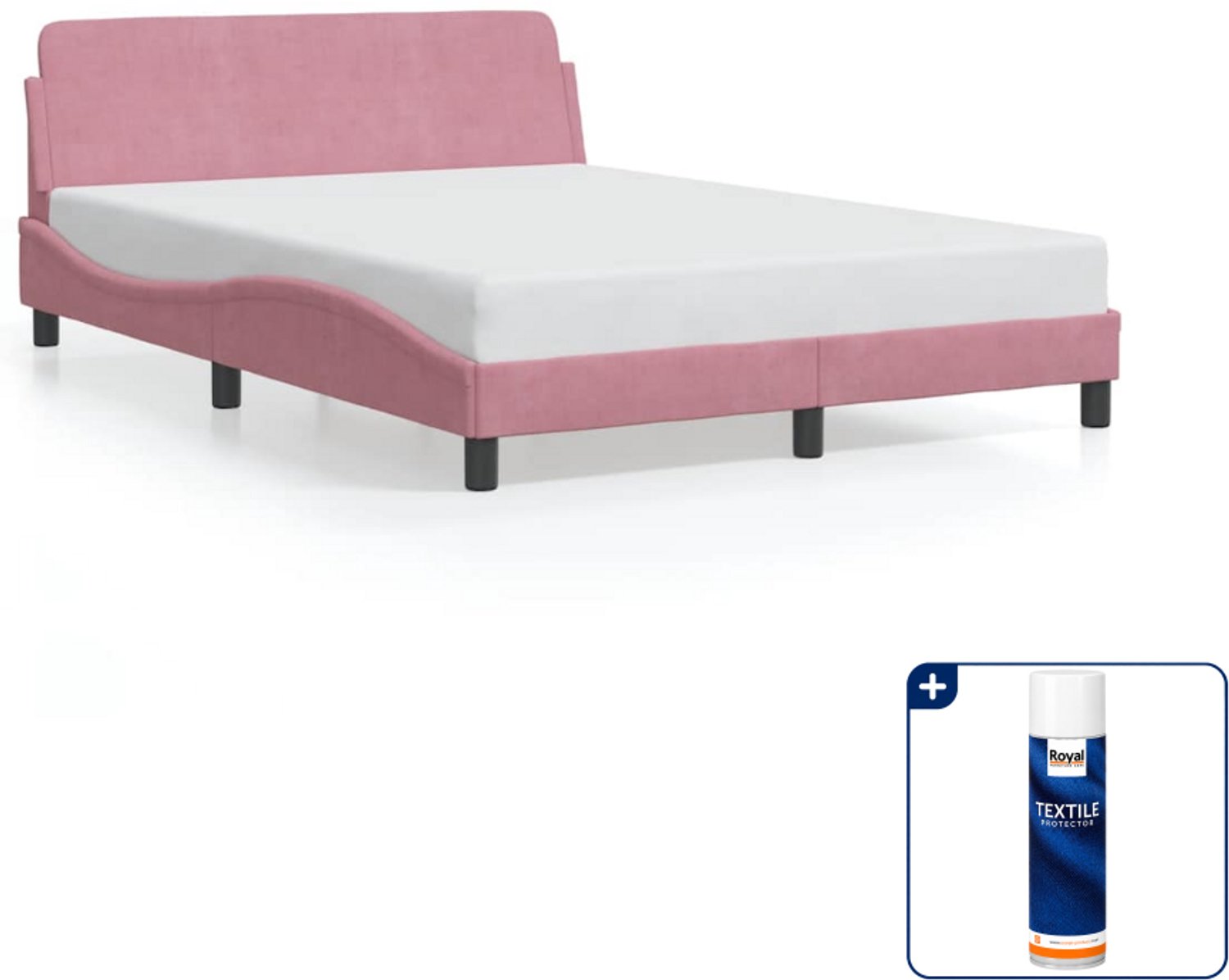 vidaXL bedframe Dover 140 x 190 cm - fluweel - roze - Inclusief textielbeschermer 500 ml