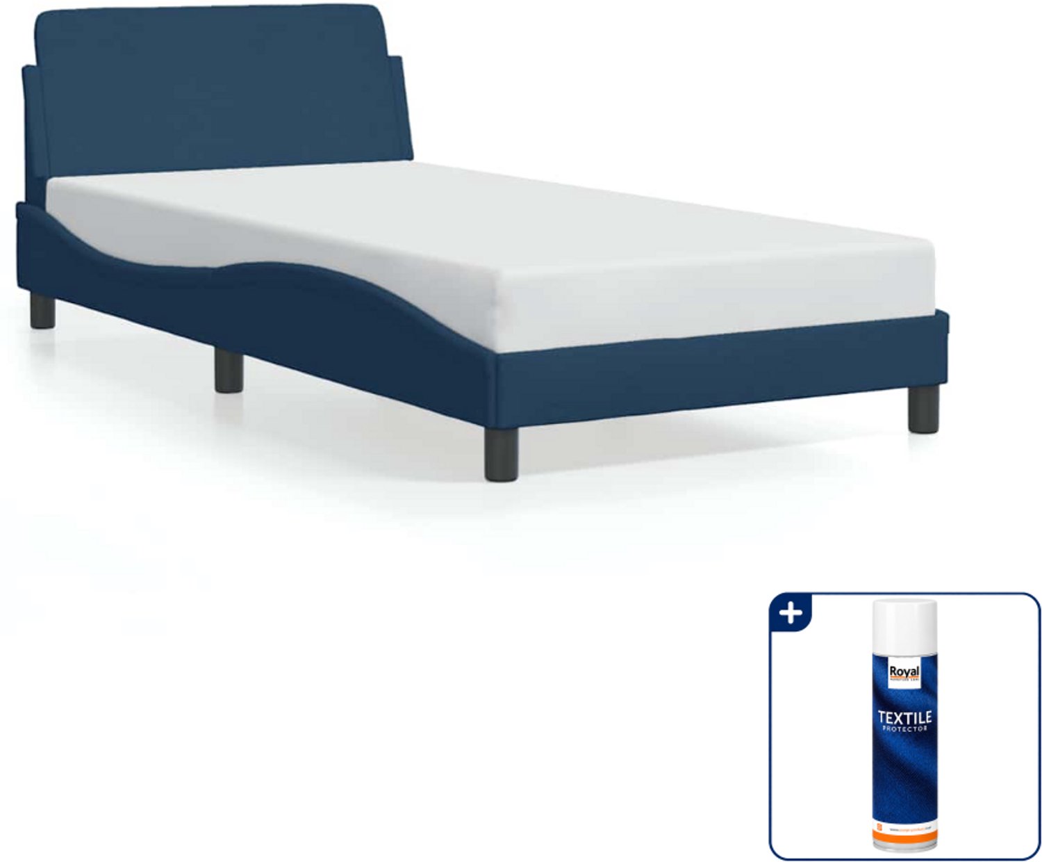 vidaXL Bedframe Dover 100 x 200 cm - stof - blauw - Inclusief textielbeschermer 500 ml
