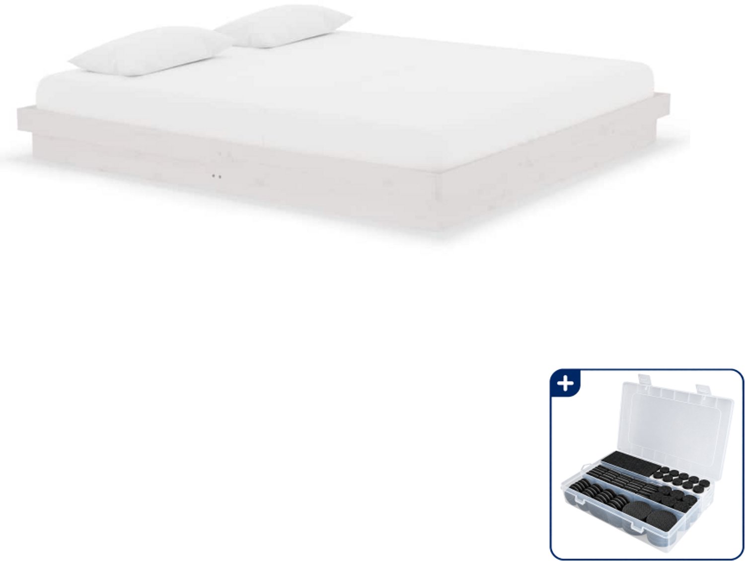 vidaXL Bedframe Kingsize - 180 x 200 cm - massief grenenhout - wit - Inclusief antikrasvilt 177-delig
