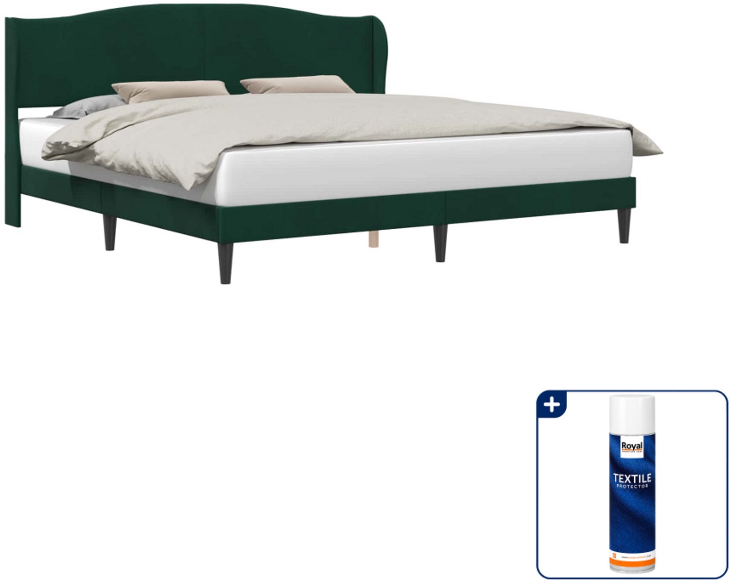 vidaXL Kingsize bedframe - 180 x 200 cm - fluweel - donkergroen - Inclusief textielbeschermer 500 ml